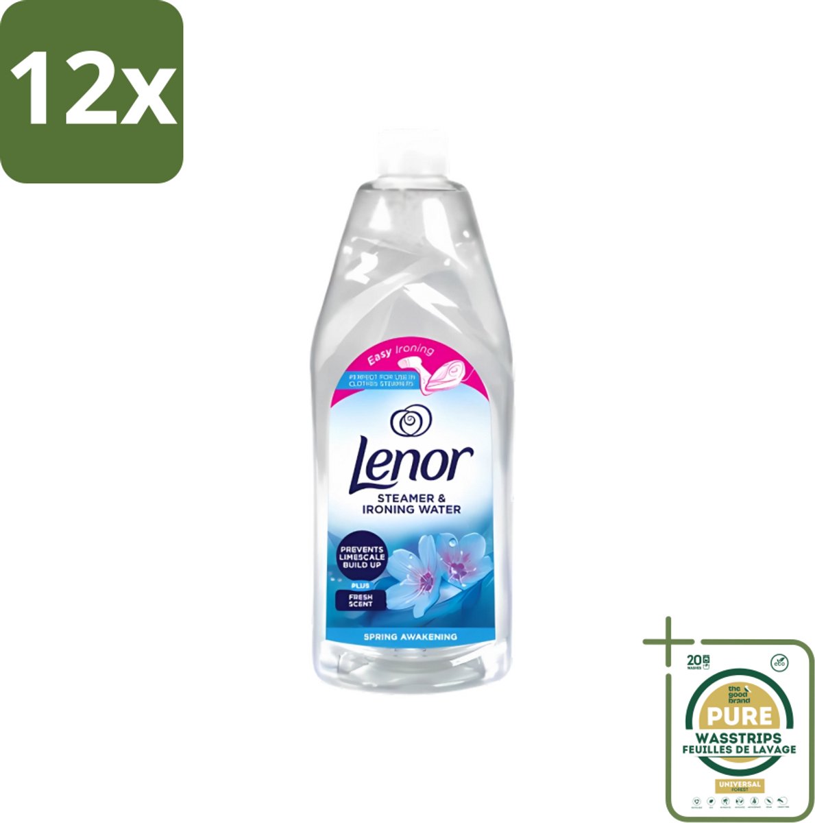 Lenor - Strijkwater - Spring Awakening - Textielverfrisser - 1000 ml - Voordeelverpakking - 12 stuks - Wasgoed - Frisheid