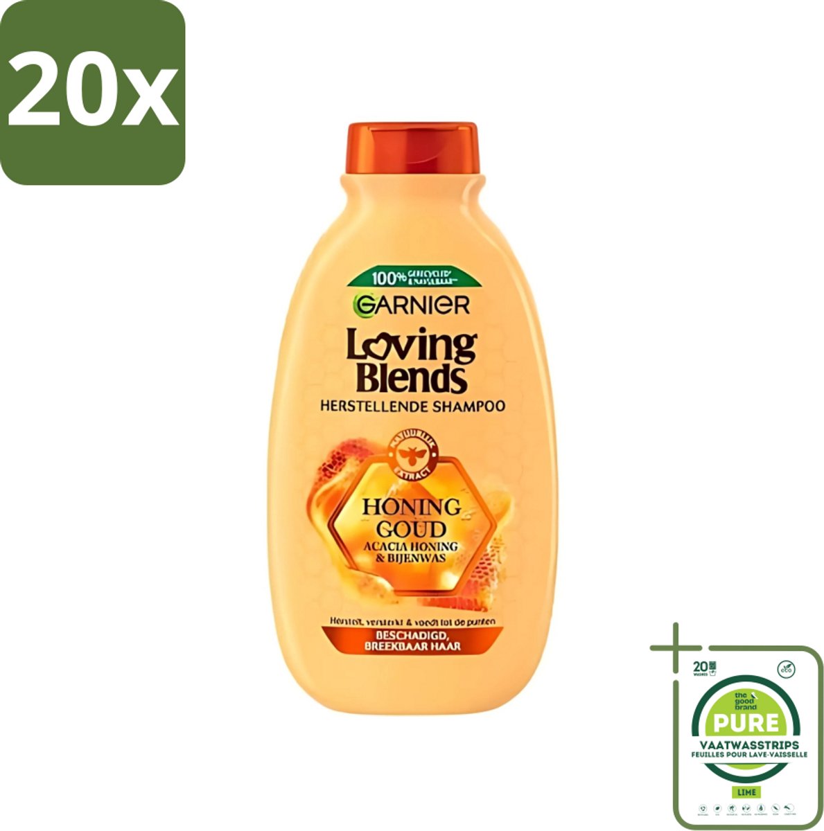 20 x Garnier - Loving Blends - Shampoo - Honing Goud - Beschadigd & Breekbaar Haar - 300 ml - Grootverpakking - Beschadigd Haar - Breekbaar Haar - Gespleten Punten - Haar Herstellen - Honing Shampoo
