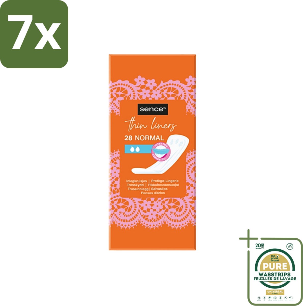 7 x Sence - Normaal - Inlegkruisjes - Dagelijks Comfort - 28 Inlegkruisjes - Grootverpakking - Inlegkruisjes - Dagelijks Comfort - Afscheiding - Menstruatie - Hygiëne