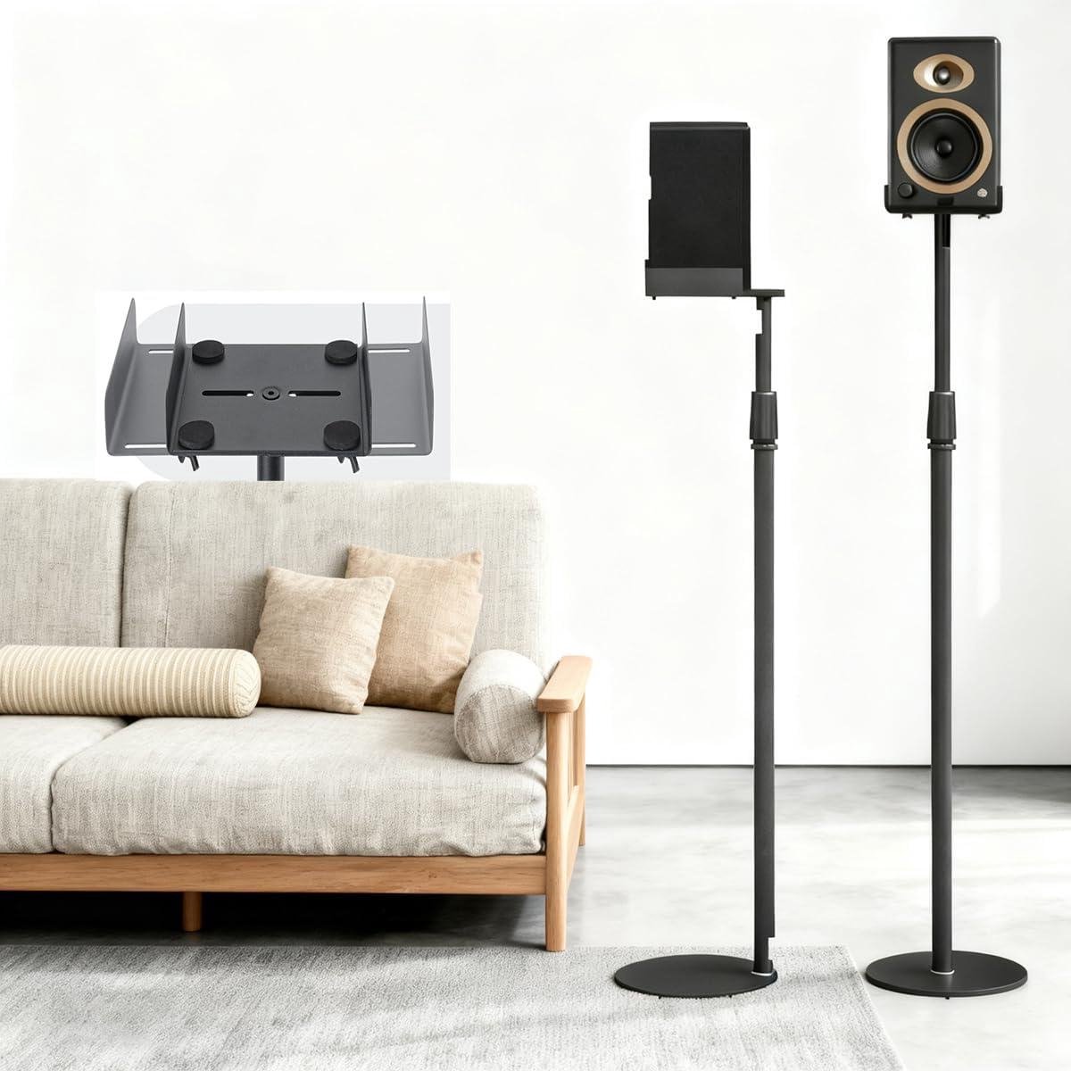 Luidspreker Standaarden - Vloerstandaards Set - Optimaal Geluid - In Hoogte Verstelbaar - 80-130cm - Zwart