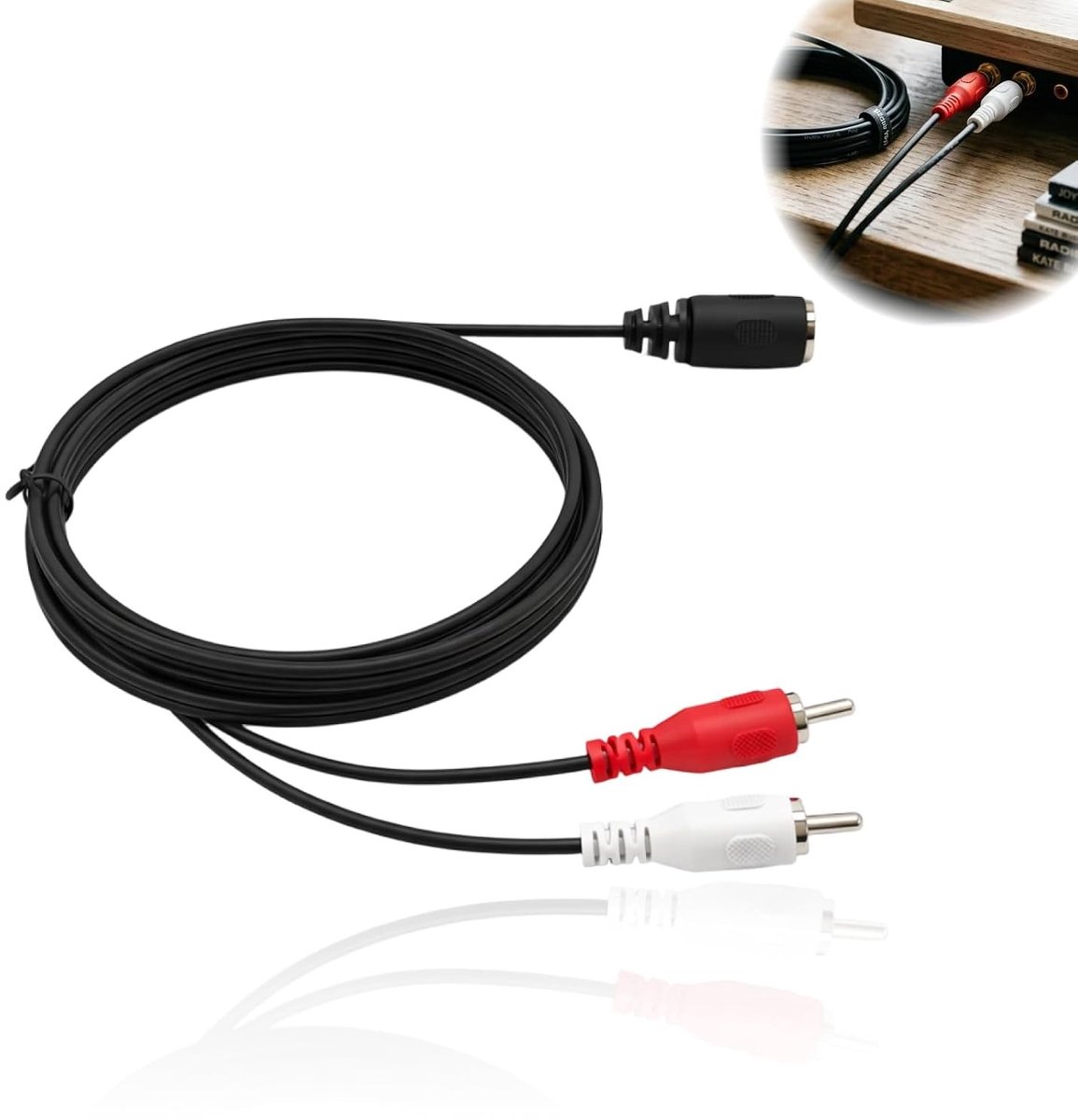 5-Pins RCA Plug Verlengkabel 1,5 m met 3,5 mm Jack Plug - Geschikt voor CD-spelers, DVD-spelers en Audio Apparaten