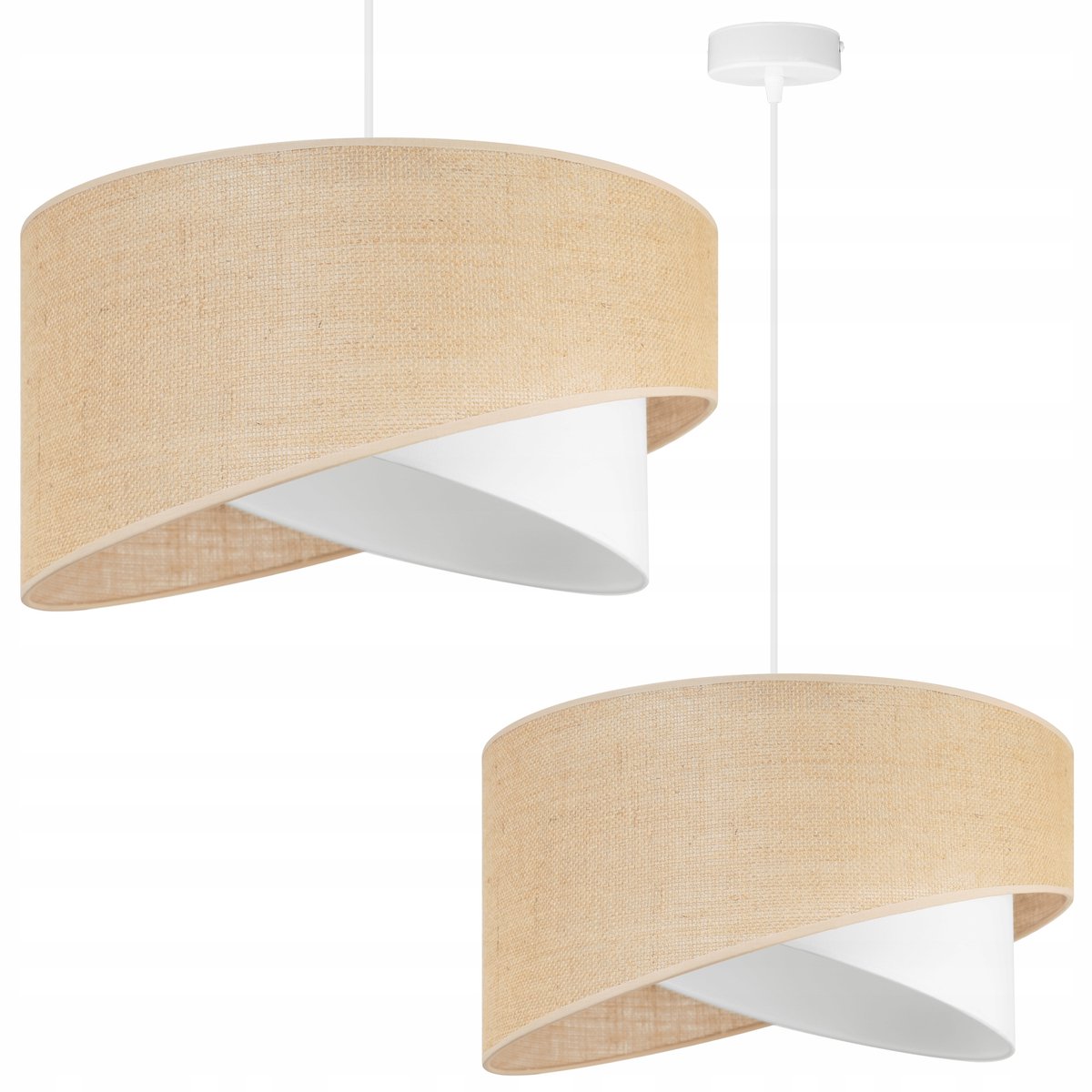 Hanglamp Jute Beige Wit Boho E27 - Stijlvolle Verlichting voor de Eetkamer