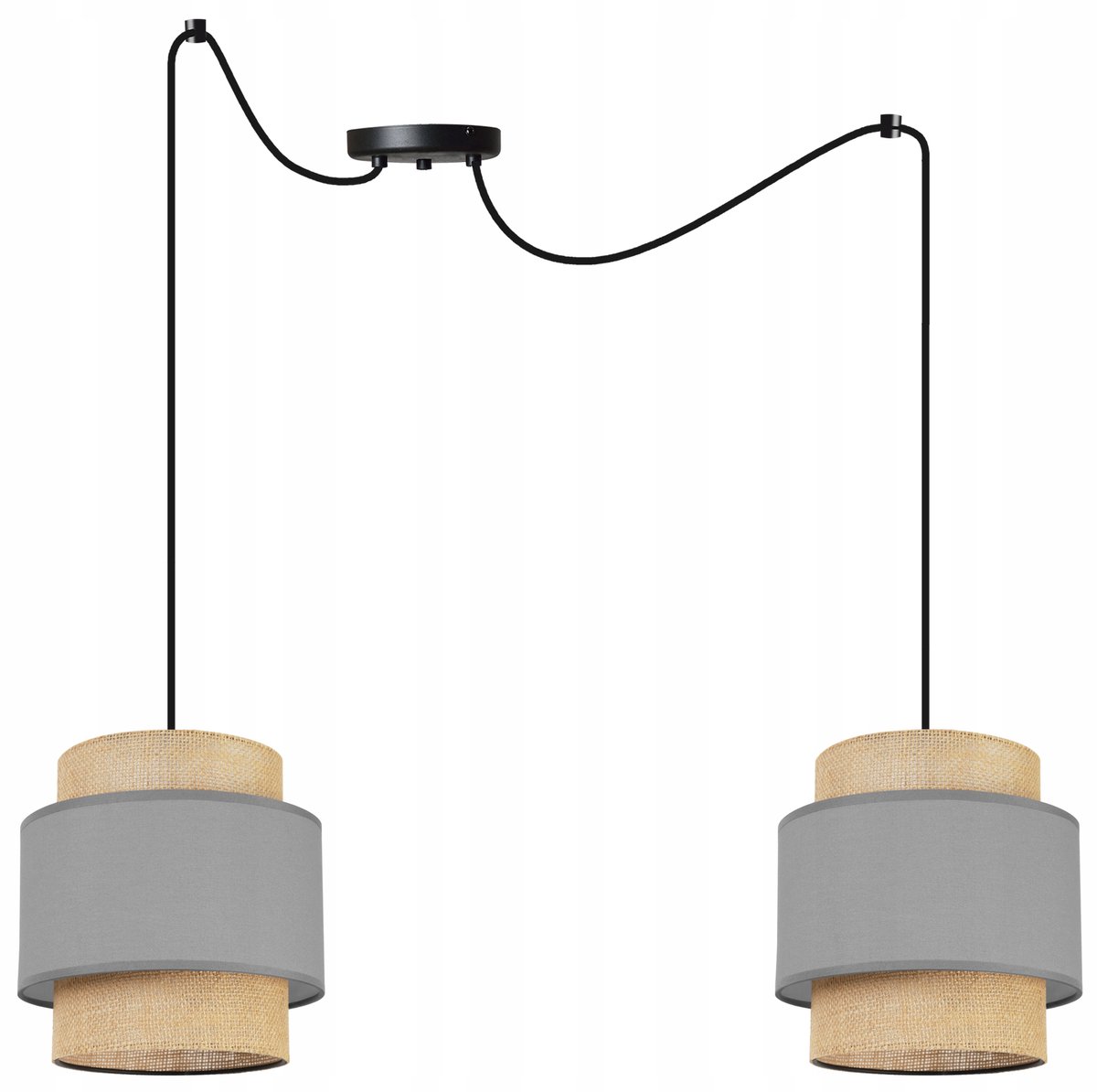 Hanglamp Spider Stijl, Boho Design, Zwart/Beige/Grijs, Jute Cape