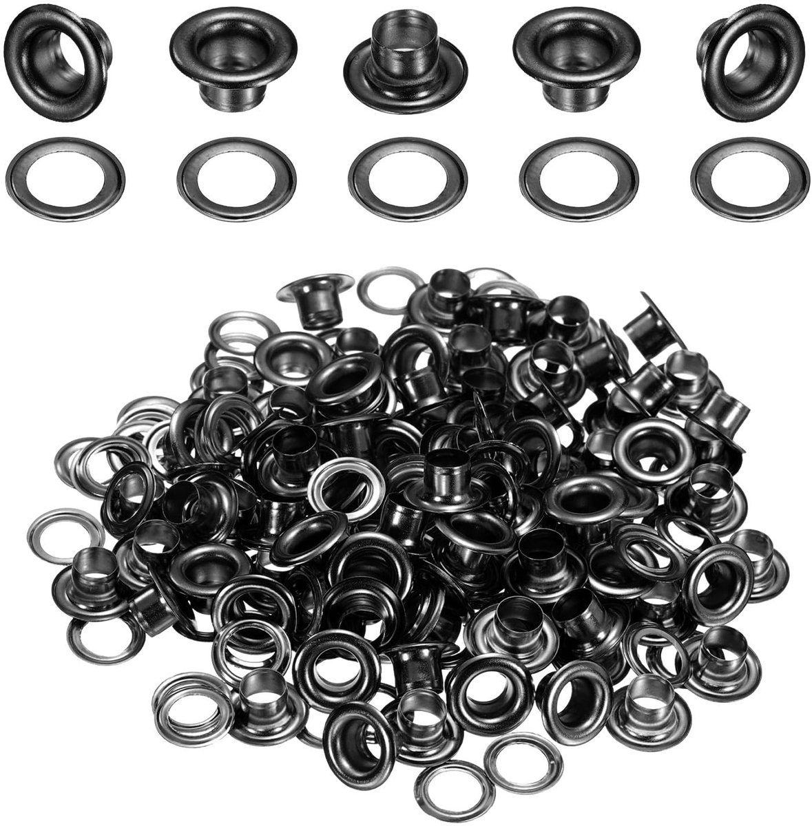 Elzusha - Set van 100 Brass Eyelets 5mm - Met Wasters voor DIY Projecten