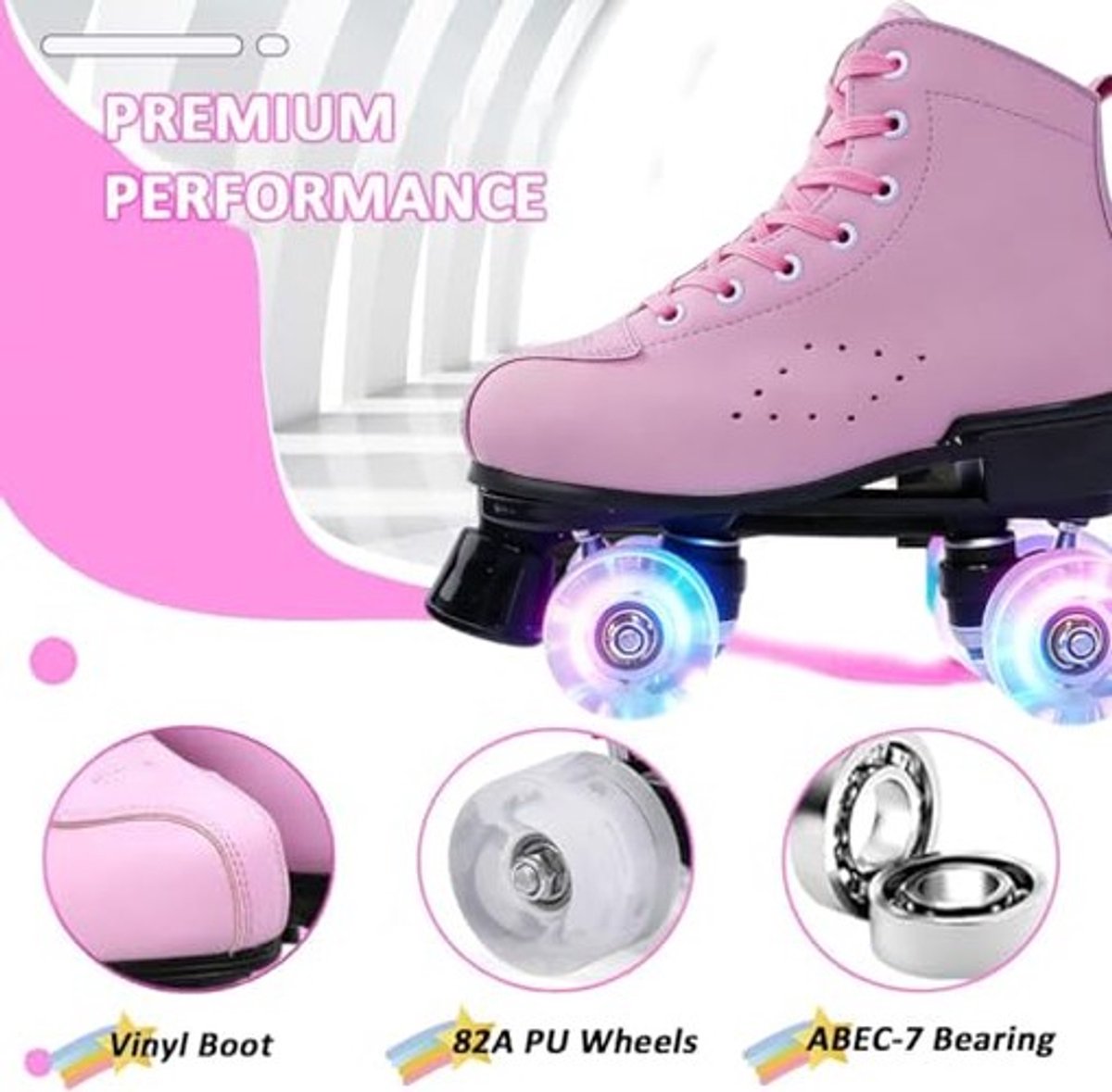 Elzusha - Retro Roller Skates met LED Wielen voor Kinderen en Volwassenen