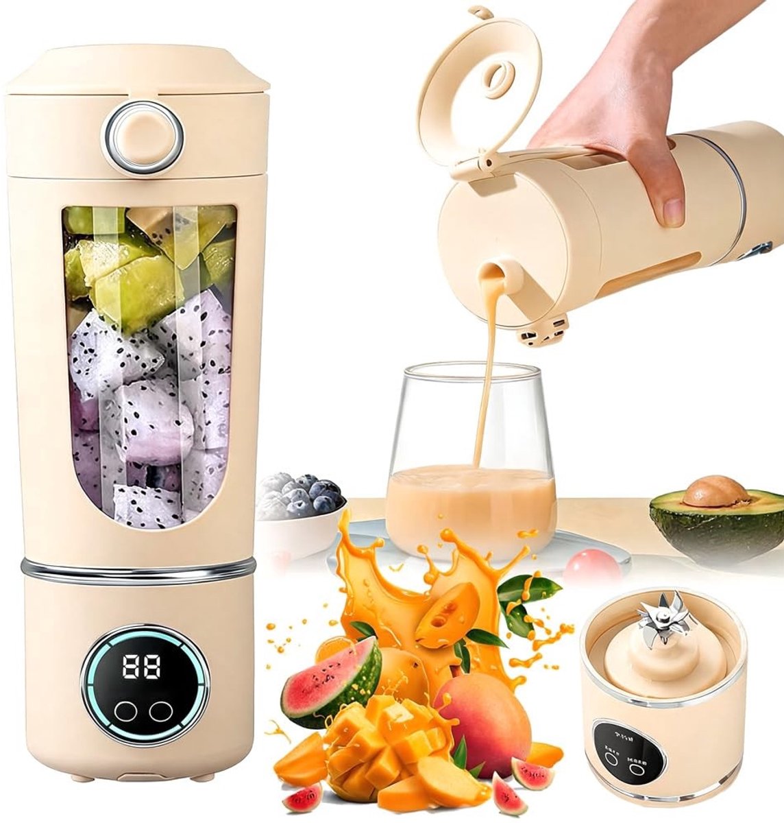 Elzusha - Draagbare Mini Mixer voor Smoothies en Shakes 700 ml