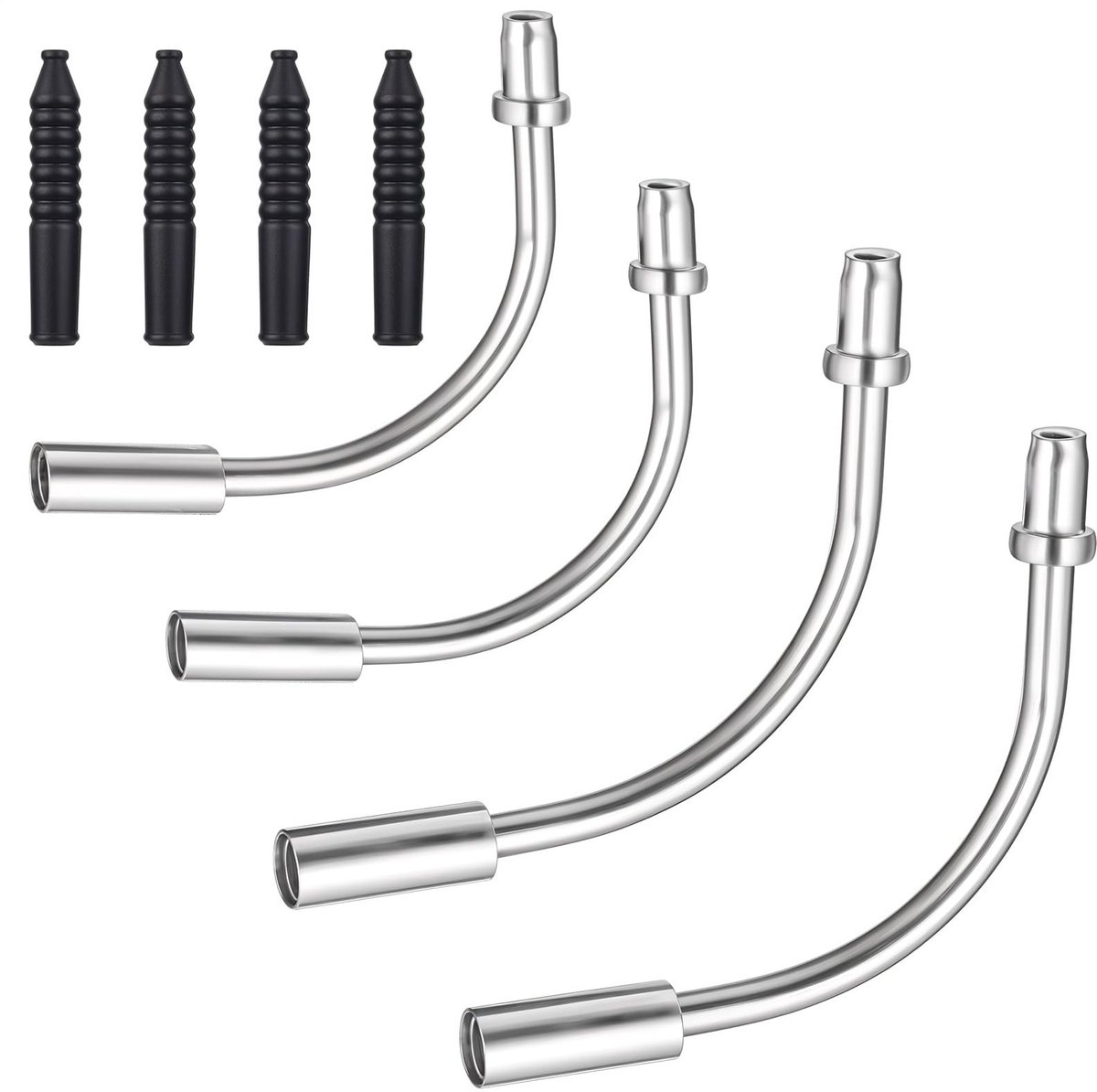 Elzusha- Remkabel Set - V-Brake Kabel Gids - 90°/110° Bocht - Aluminium/Rubber - Inclusief 4 Stuks Beschermhoezen - 15 x 10.5 x 1.5 cm - Remleiding