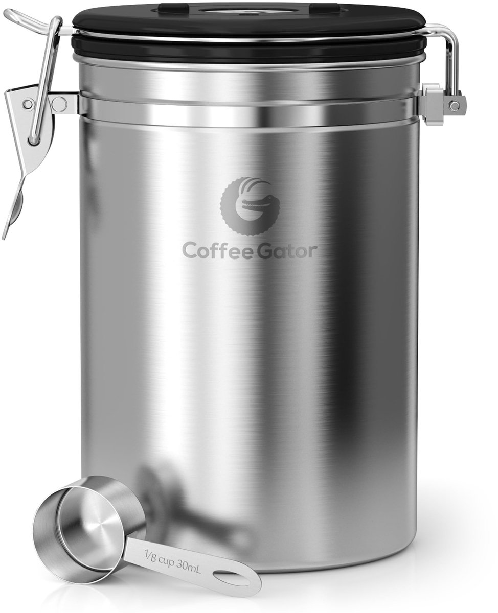 Elzusha - Stalen Koffiecontainer met Maatlepel