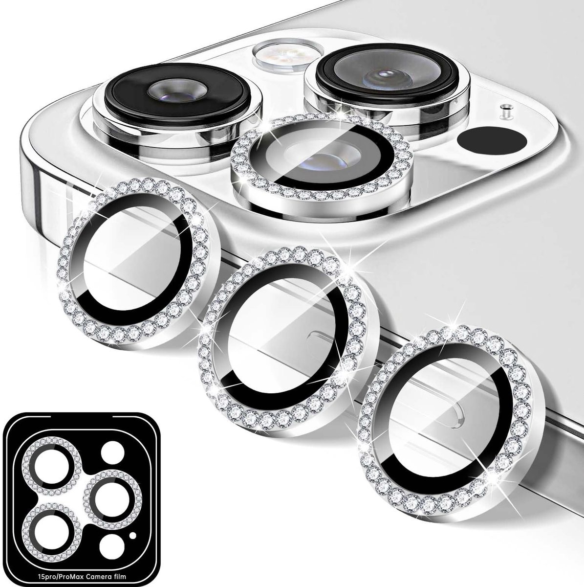 Elzusha - Diamond Camera Lens Protector voor iPhone 16 Pro