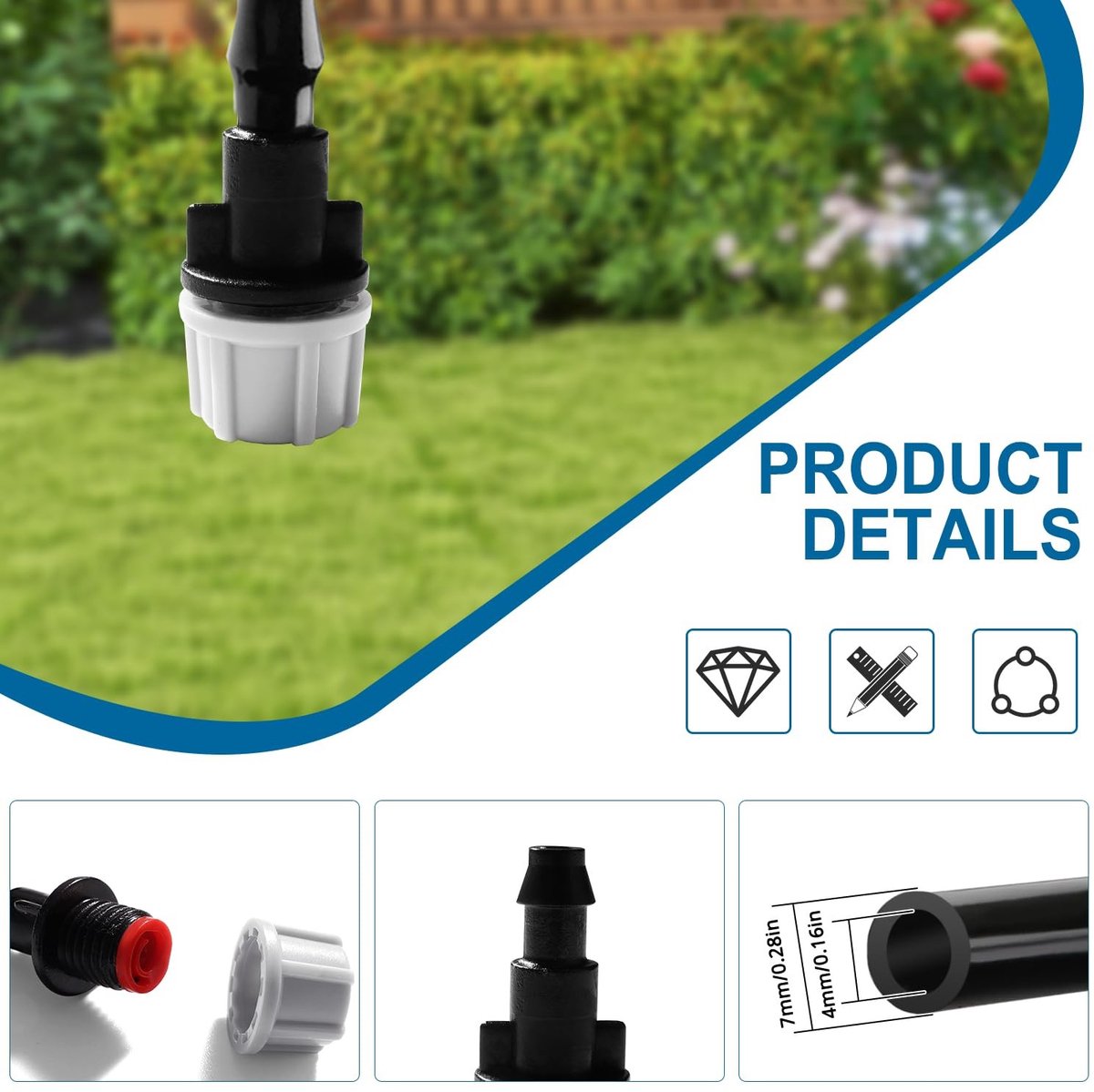 50 Stuks Verstelbare Micro Druppelaars voor 4/7mm Druppelsystemen, Irrigatie Sprinklers en Wateruitlaten voor Tuin en Gazon, Grijs