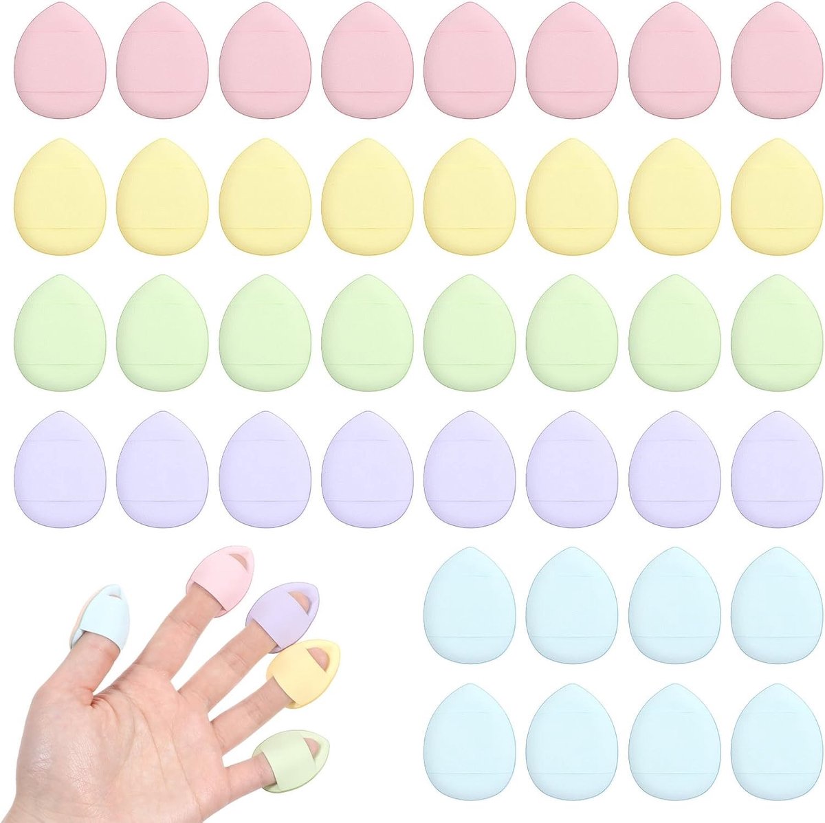 40 Stuks Mini Makeup Puff Set - Driehoekige Poeder Puff voor Foundation, Instellen en Cosmetica voor Vrouwen en Meisjes
