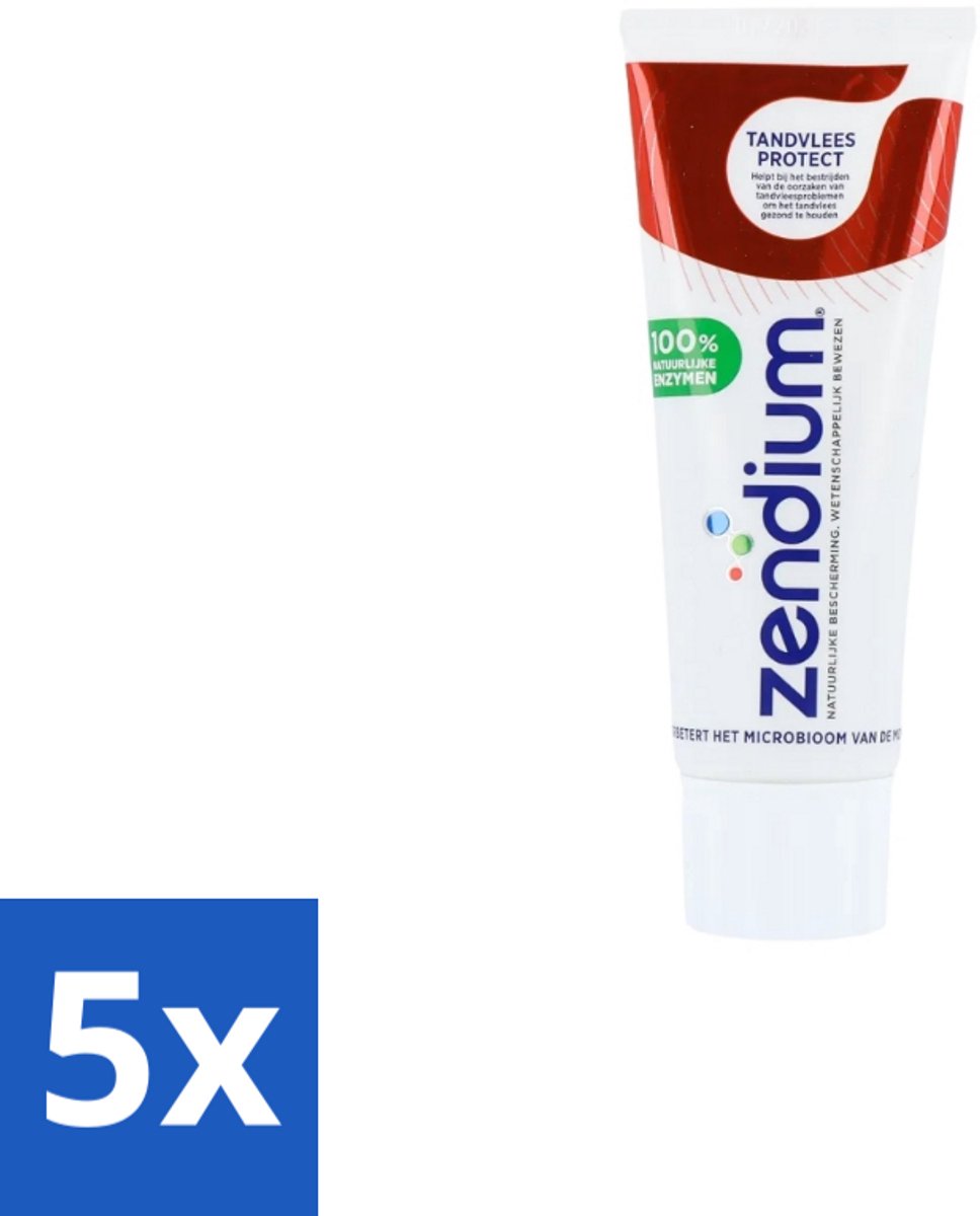 5 x Zendium – Tandpasta – Tandvlees Protect – 75 ml - Tandvlees Bescherming - Gevoelig Tandvlees - Natuurlijke Tandpasta - Fluoride - Mondgezondheid
