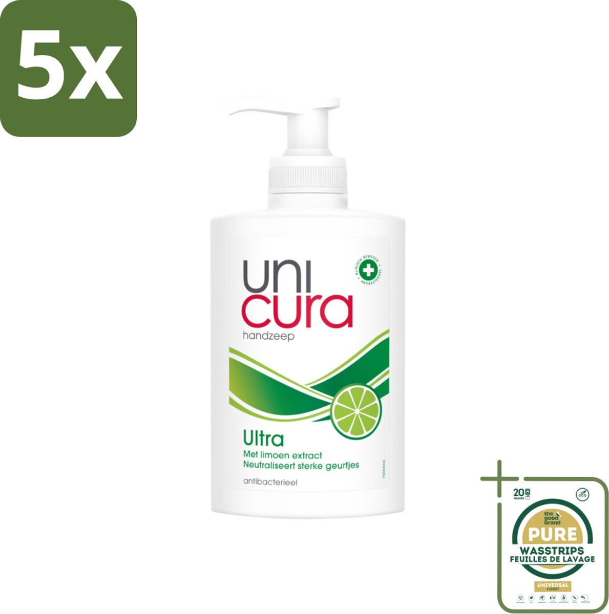 5 x Unicura Vloeibare Handzeep Ultra 250 ml - Grootverpakking - Handzeep - Antibacteriële Handzeep - Handverzorging - Hygiëne - Natuurlijke Handzeep