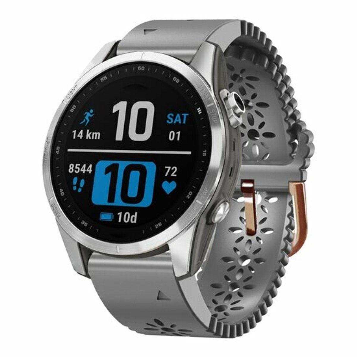 By Qubix - Geschikt voor Garmin bandje - 20mm Quickfit - Flower siliconen bandje - Grijs - Geschikt voor Garmin Fenix 9 / 9 pro - 43mm