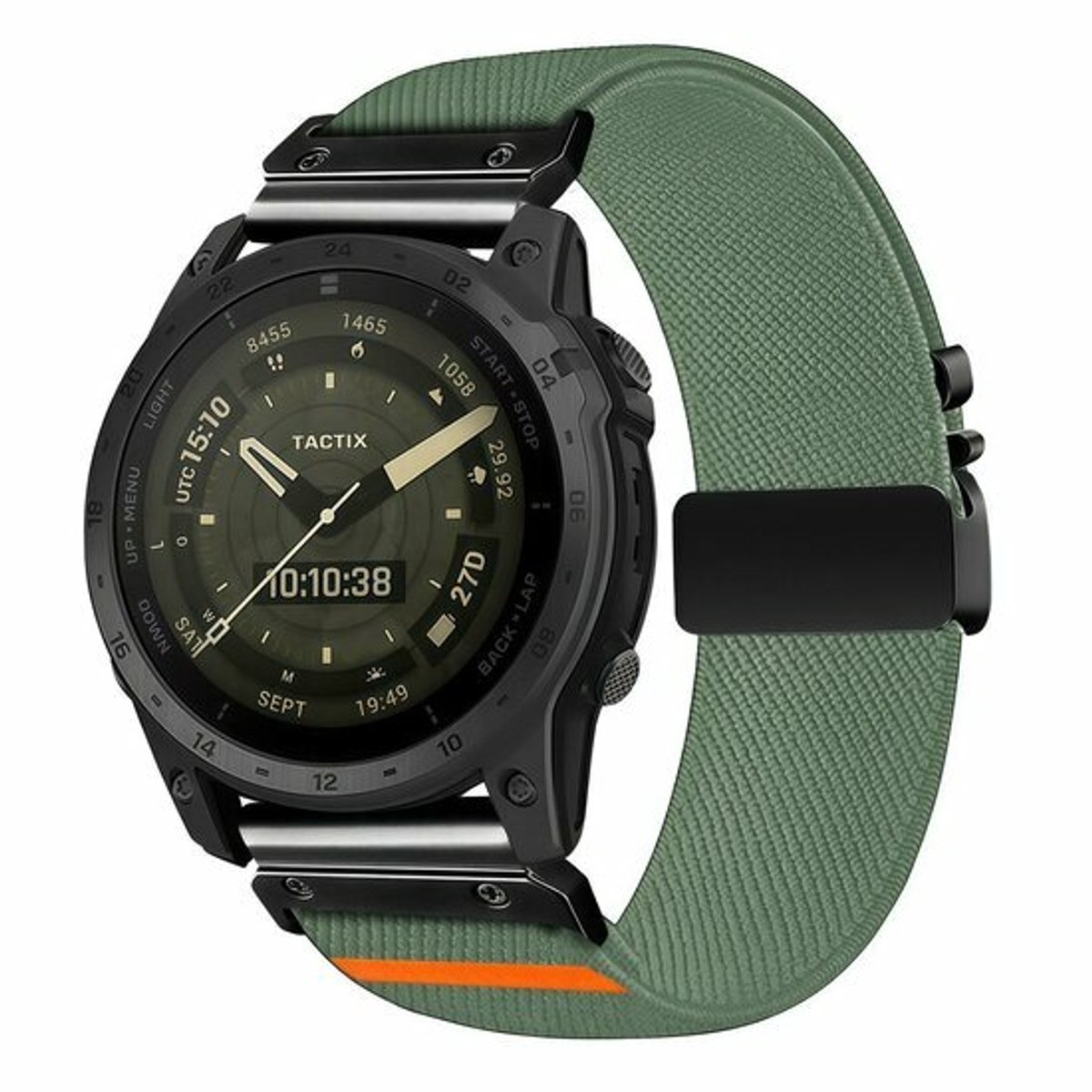 By Qubix - Geschikt voor Garmin bandje - 22mm Quickfit - Nylon bandje met parachute sluiting - Groen - Geschikt voor Garmin Fenix 9 / 9 pro - 47mm
