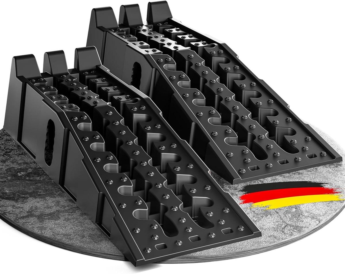 Oprijplaten Set - Auto Oprijblokken - Werkplaats Gebruik - Maximale Grip - 5 Ton Draaglast - Zwart