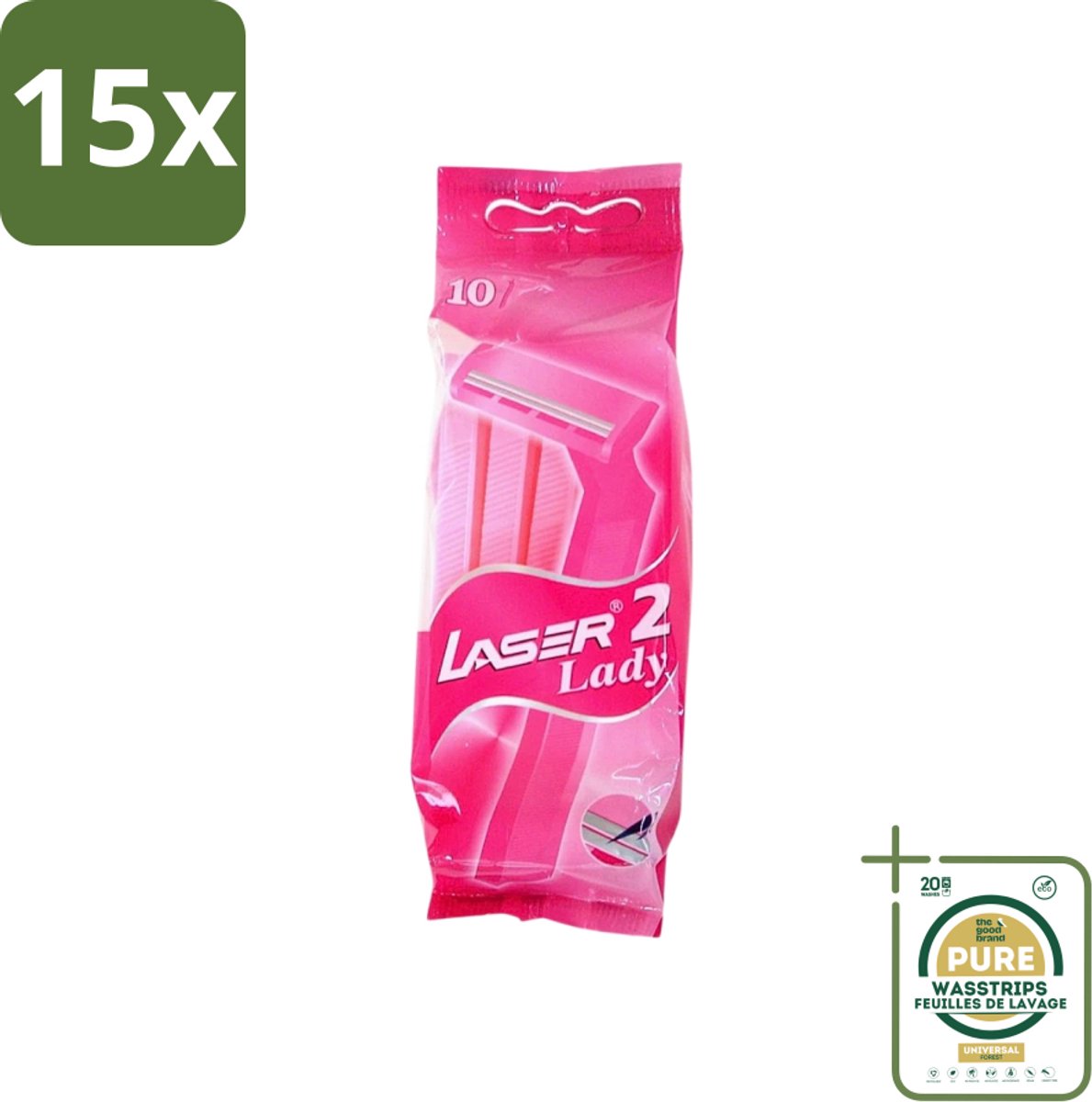 15 x Benson - Laser Twin Women - Wegwerpscheermesjes - Voor Vrouwen - 10 Mesjes - Grootverpakking - Scheermesje Vrouw - Wegwerpscheermesje - Tweevoudige Scheermesjes - Vrouwelijke Scheermesjes - Hygiënische Scheermesjes