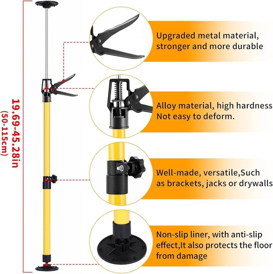 Set van 2 Plafondsteunen, Verstelbare Steunbalk, Telescopische Ondersteuning, Ideaal voor Huishoudelijk Gebruik, Eenvoudige Montage, Veelzijdige Toepassingen, Verstelbare Lengte en Hoek (50-115 cm) — afbeelding 4