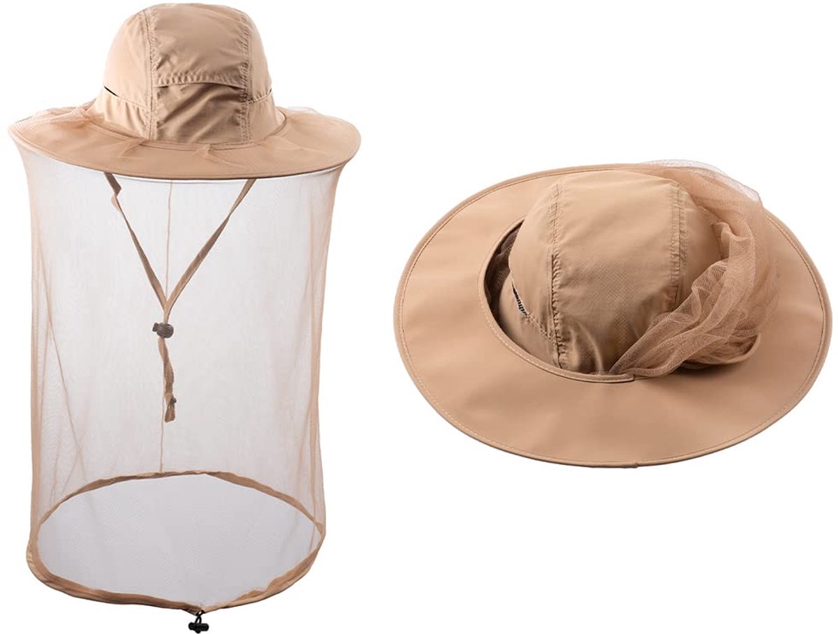 ZffXH Mosquito Net Hats with Netting, Face Netting, Sarifi Hiking Sun Protection Cap, Beekeeper Beekeeping-khaki - ShopVlot