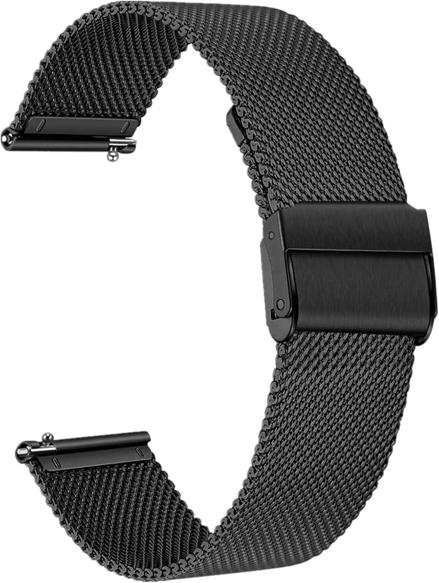 Verstelbare RVS Mesh Horlogeband 20mm voor Smartwatch - Snelle Bevestiging, Duurzaam en Stijlvol, Geschikt voor Mannen en Vrouwen