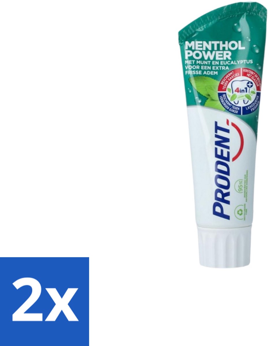 2 x Prodent Tandpasta Menthol Power 75 ml - Tandpasta Menthol - Frisse Mond - Mondverzorging - Gaatjes Bescherming - Fluoride