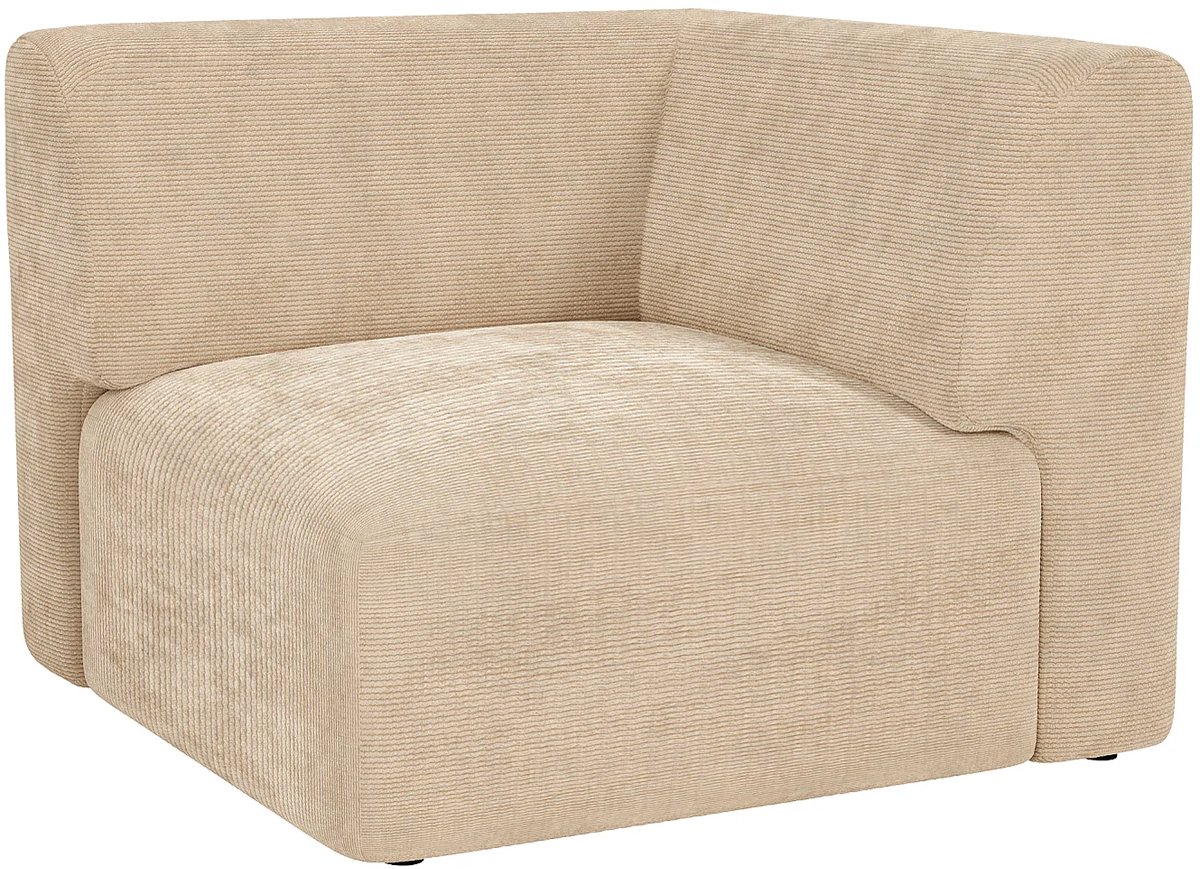 Vente-unique Hoekmodule fauteuil in beige fijn ribfluweel van Maison Céphy POGNI