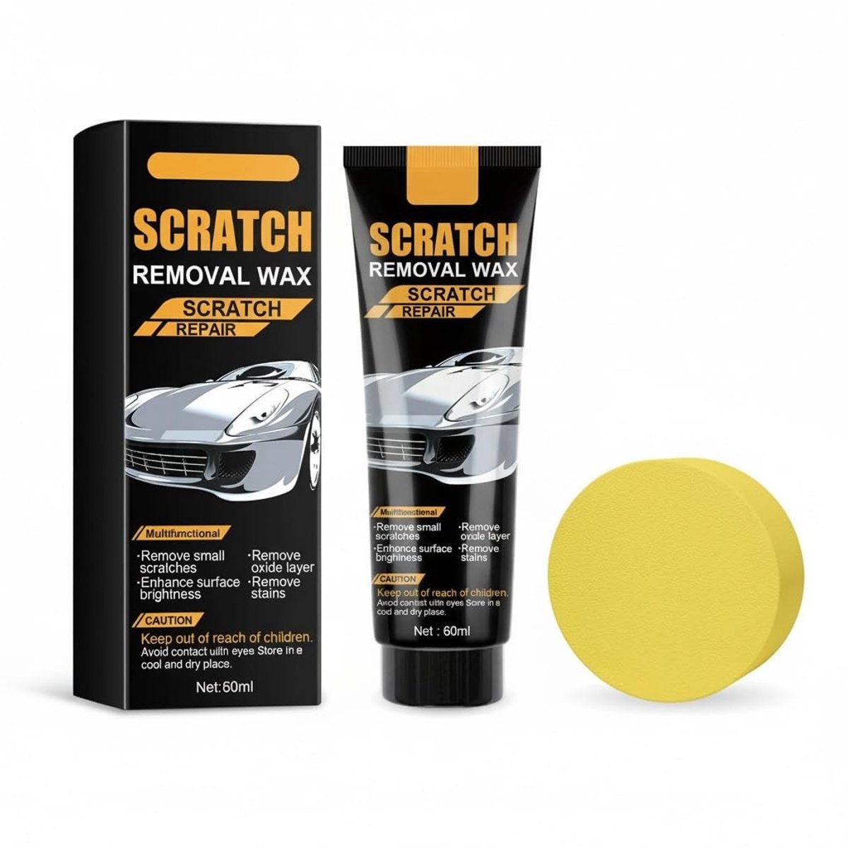 Effectieve Krassenverwijderaar voor Auto's met Reparatiespons - Krassencrème voor Auto Lak, Modelauto's en Autolakherstel, 2 fl oz
