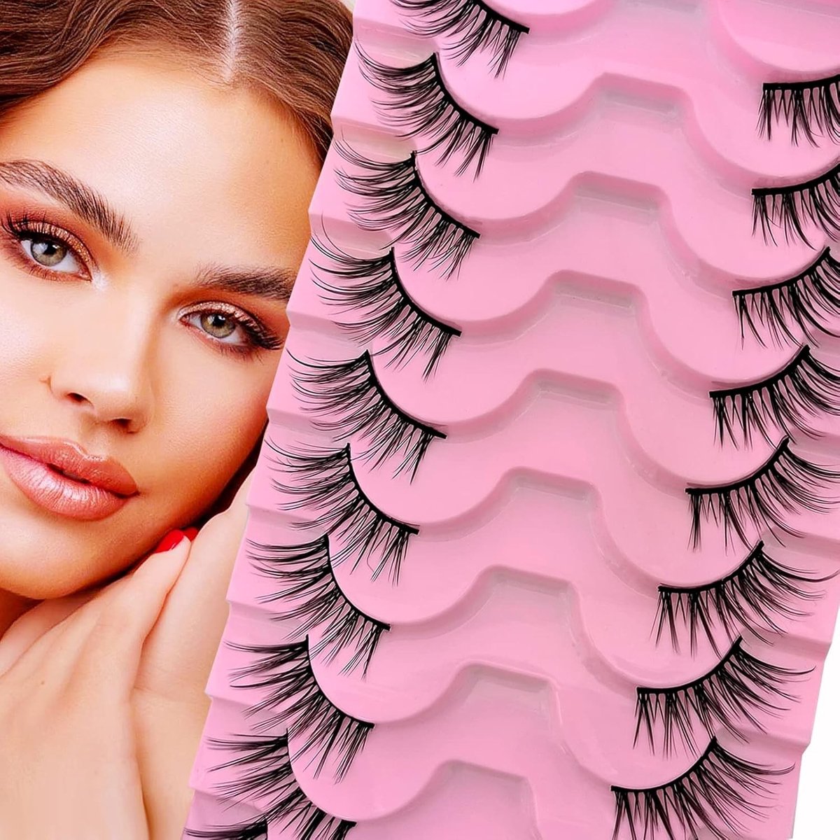 10 Paar Halve Wimpers voor Kattenogen, 15 mm Korte Wimpers, Natuurlijke Look, Valse Wimpers, Herbruikbaar en Lichtgewicht Make-up Accessoire
