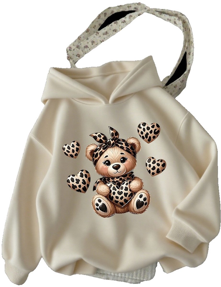 Currero Hoodie Meisjes Warme Hoodie Met Capuchon Comfortabele Sweater Meisje Casual Trui Pullover Meisjestrui 5-6 Jaar Beige