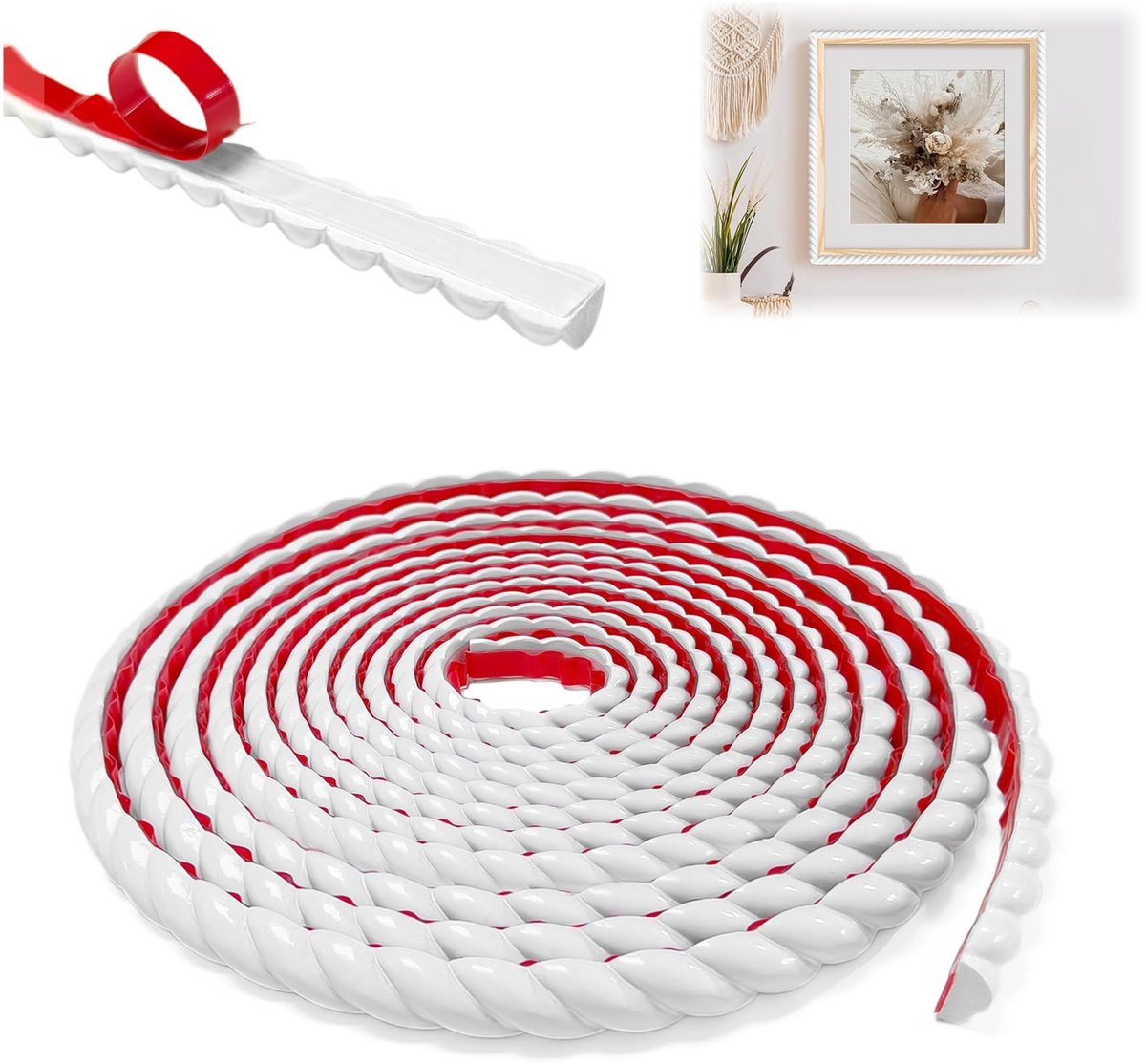 Elzusha - Zelfklevende PVC Wandlijst - Verfbare Decoratieve Strip in Wit