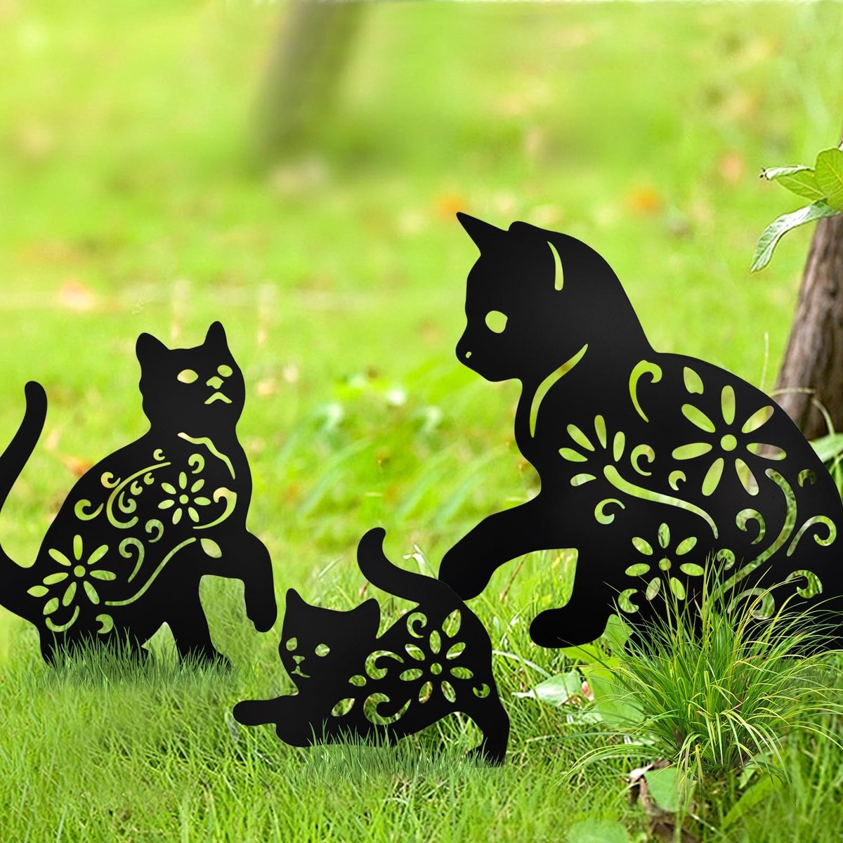 Elzusha - Set van 3 Metalen Kattenpalen voor Tuin Decoratie