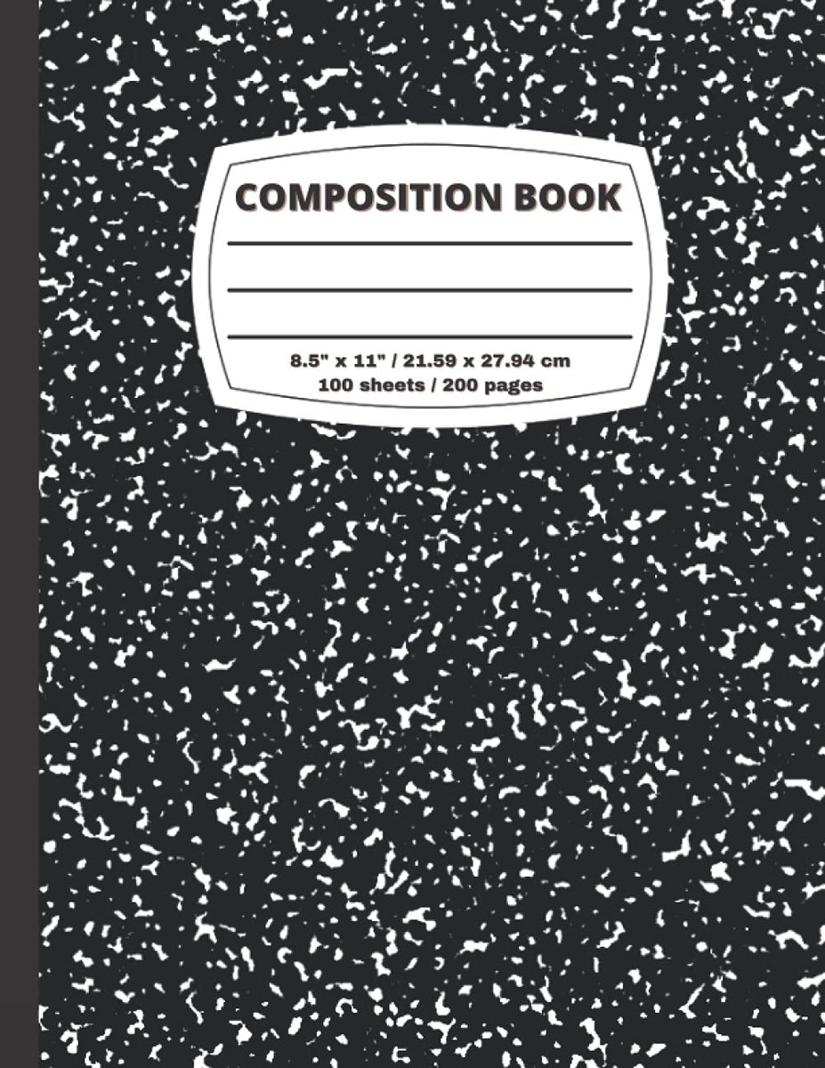 Composition Book: Black and White Marble Cover Composition Notebook, College Ruled, 200 pages, 8.5" x 11", Book for - ShopVlot