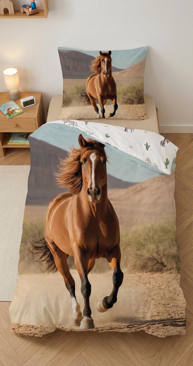Elzusha - Paarden Beddengoed Set 140x200cm van 100% Katoen