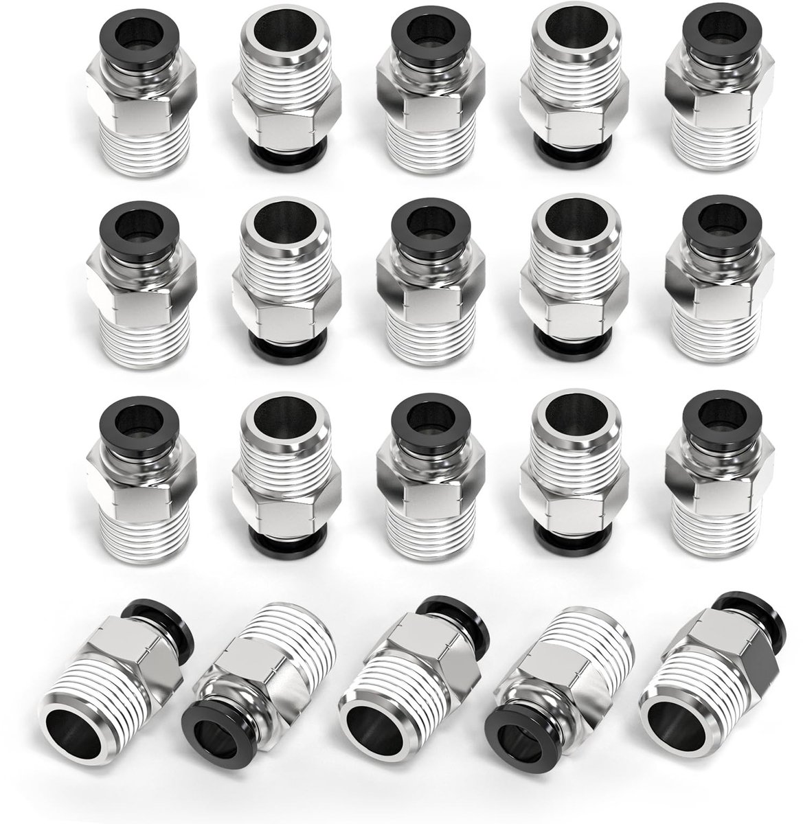 Elzusha - Set van 20 Pneumatische Push-In Fittingen 12MM met 1/2 BSP Draad