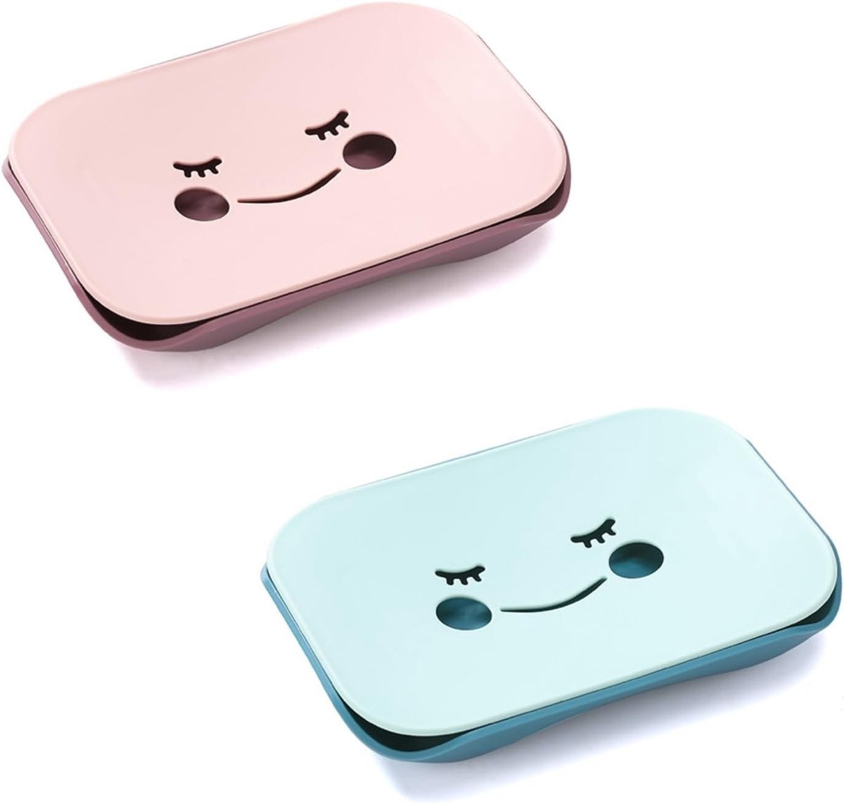 Set van 2 Zeepdispensers in Blauw en Roze met Antislip Ontwerp voor Keuken en Badkamer, Ideaal voor Organisatie en Hygiëne
