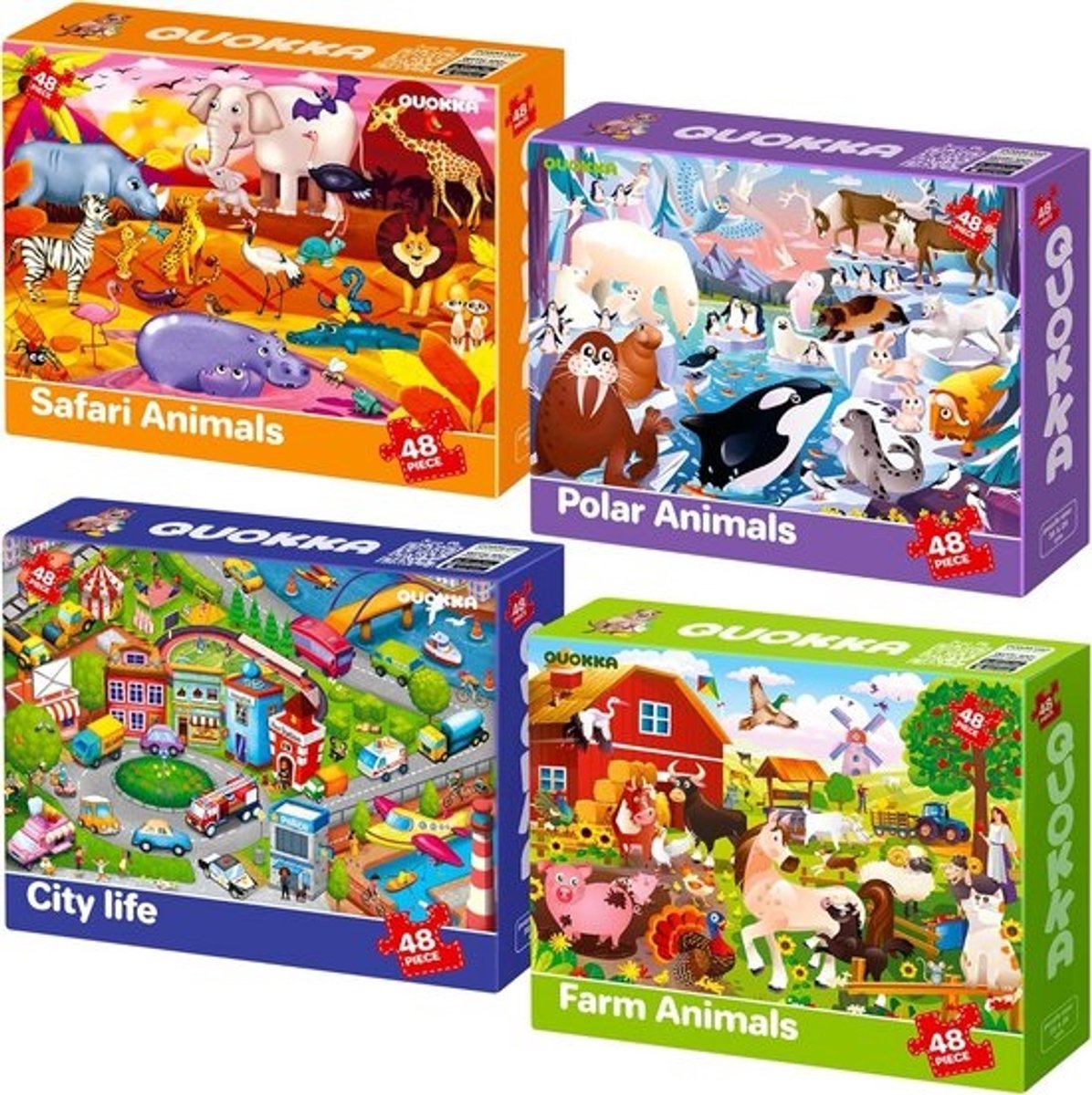 Educatieve Puzzels voor Kinderen van 4-6 Jaar - 4x48 Stukjes Kleurrijke Puzzels Met Dieren en Boerderijen - Speelgoed Voor Jongens en Meisjes
