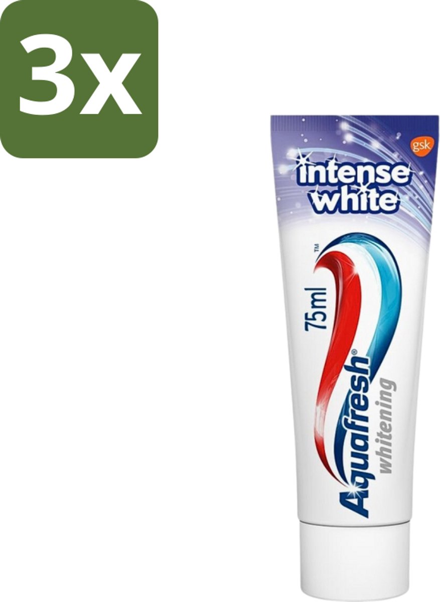 3 x Aquafresh Tandpasta Intense White 75 ml - Tandpasta - Witte Tanden - Tanden Reinigen - Vlekken Verwijderen - Gezond Tandvlees