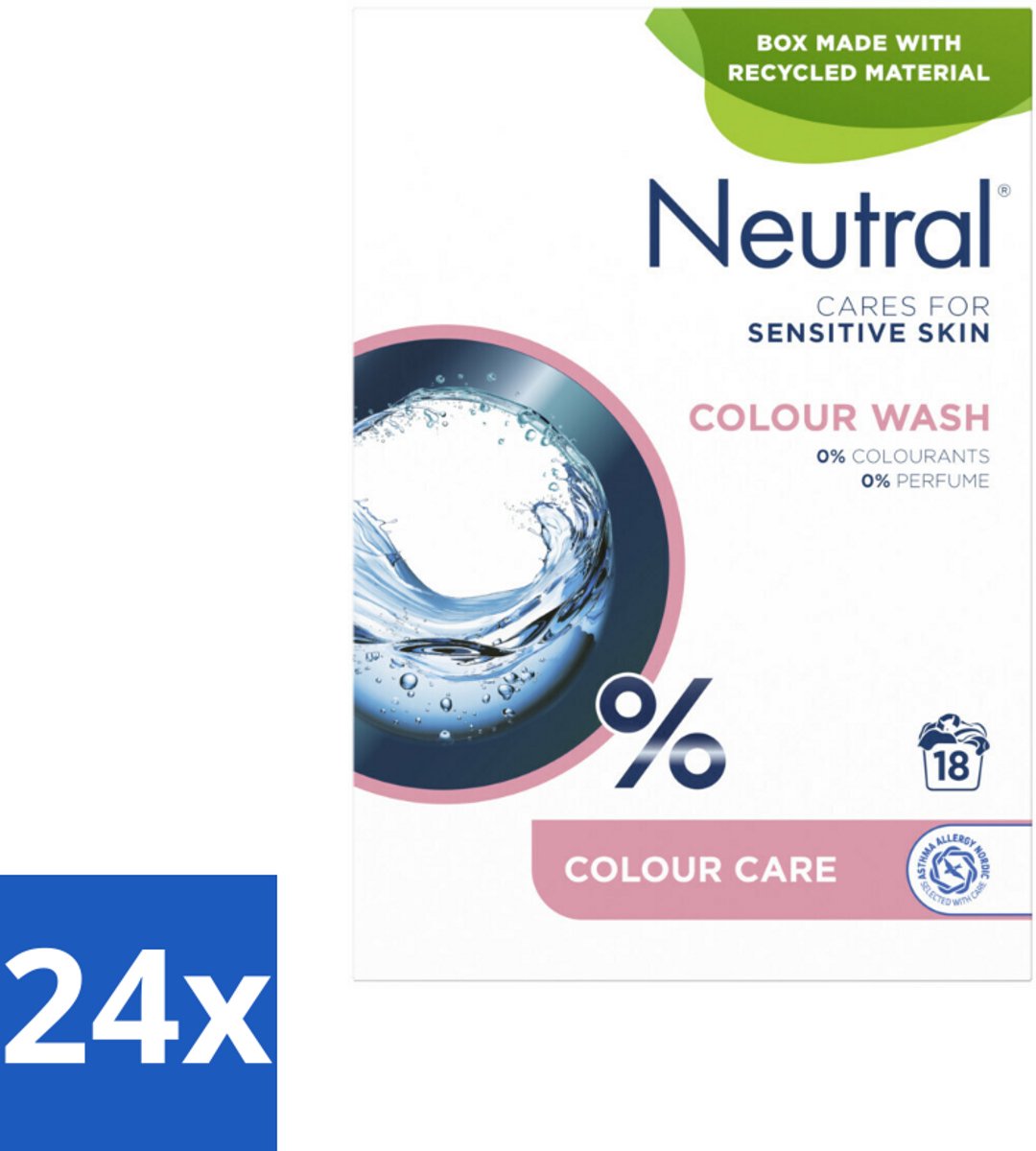 Neutral Waspoeder Kleur 18 Wasbeurten 1,187 kg - Voordeelverpakking - 24 stuks