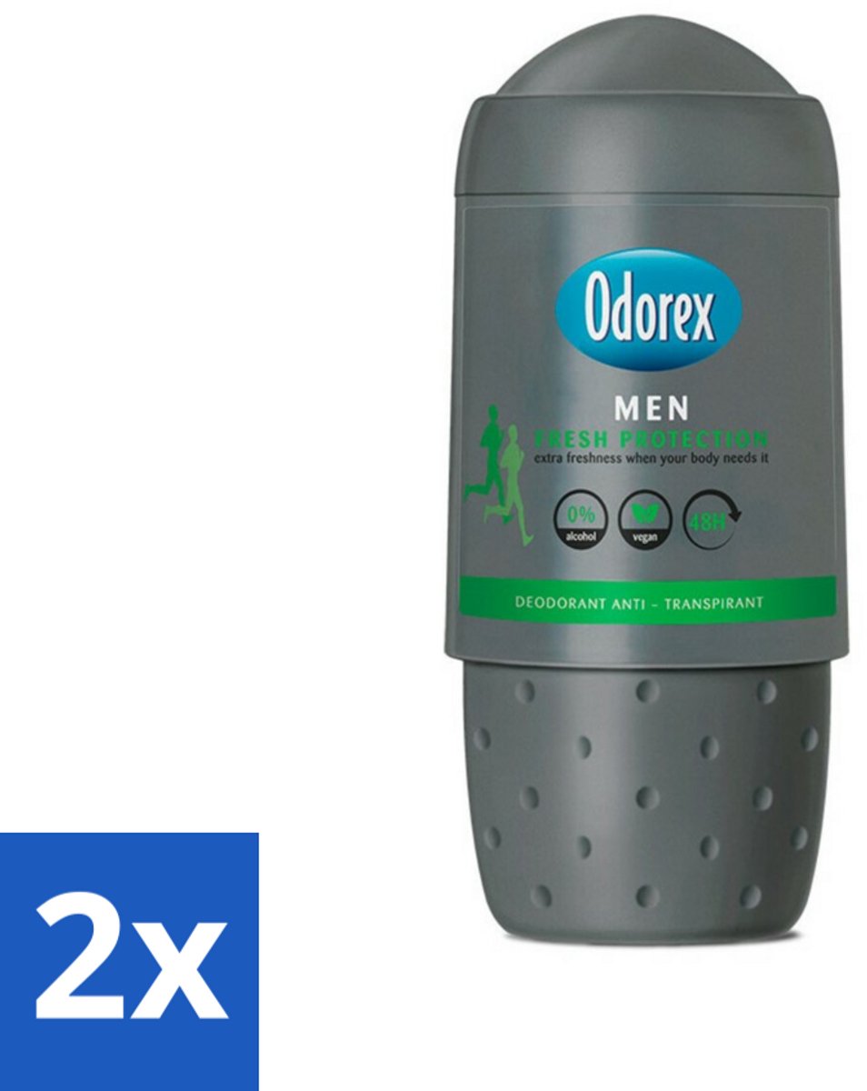 2 x Odorex Deodorant Roller For Men Fresh Protection 50 ml - Mannelijke Deodorant - Deodorant Roll-on - Zweetbescherming - Frisheid - Mannelijke Geur
