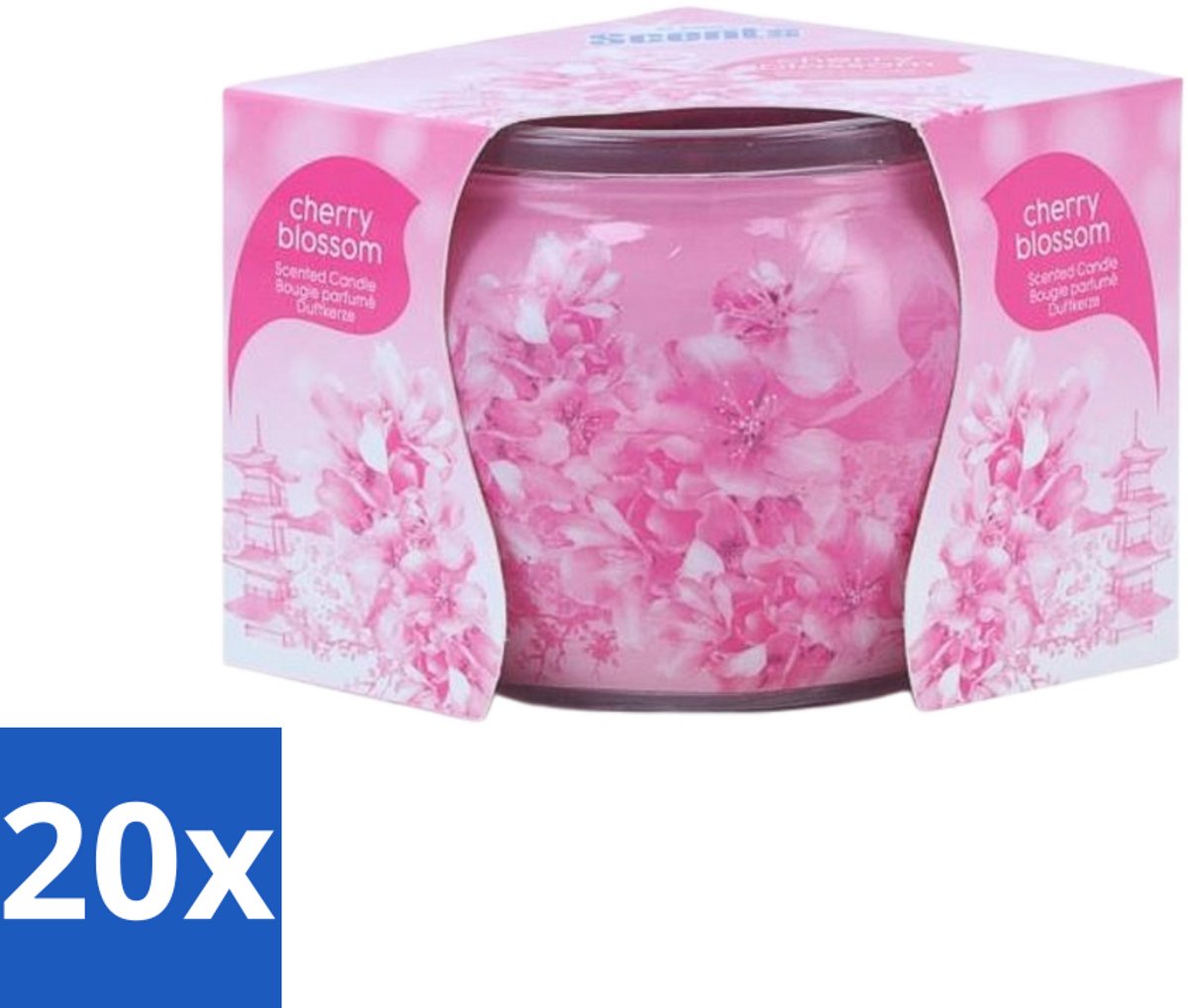 20 x At Home - Scents - Geurkaars - Cherry Blossom - 70 g - Geurkaars - Kersenbloesem - Thuisgeur - Rustgevende Geur - Ontspanning