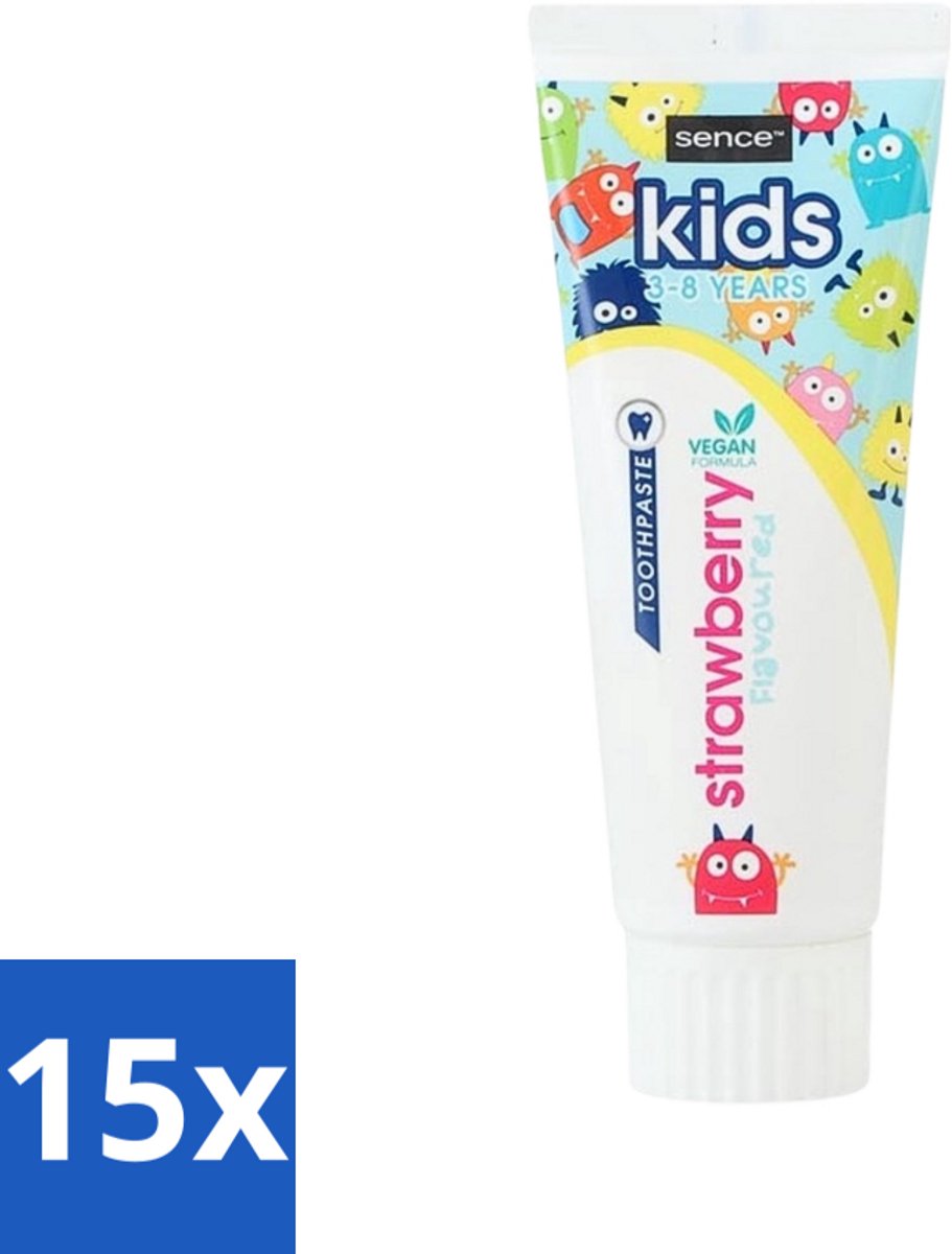 Sence - Kids 3-8 Jaar - Tandpasta - Aardbei Smaak - Vegan - 75 ml - Bulkverpakking - 15 stuks