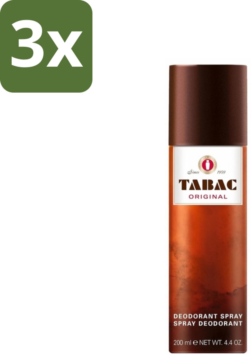 3 x Tabac Original - Deodorant Spray - Anti-transpirant - 200 ml - Tabac Original - Deodorant Spray - Anti-transpirant - Zweetvermindering - Mannelijke Geur