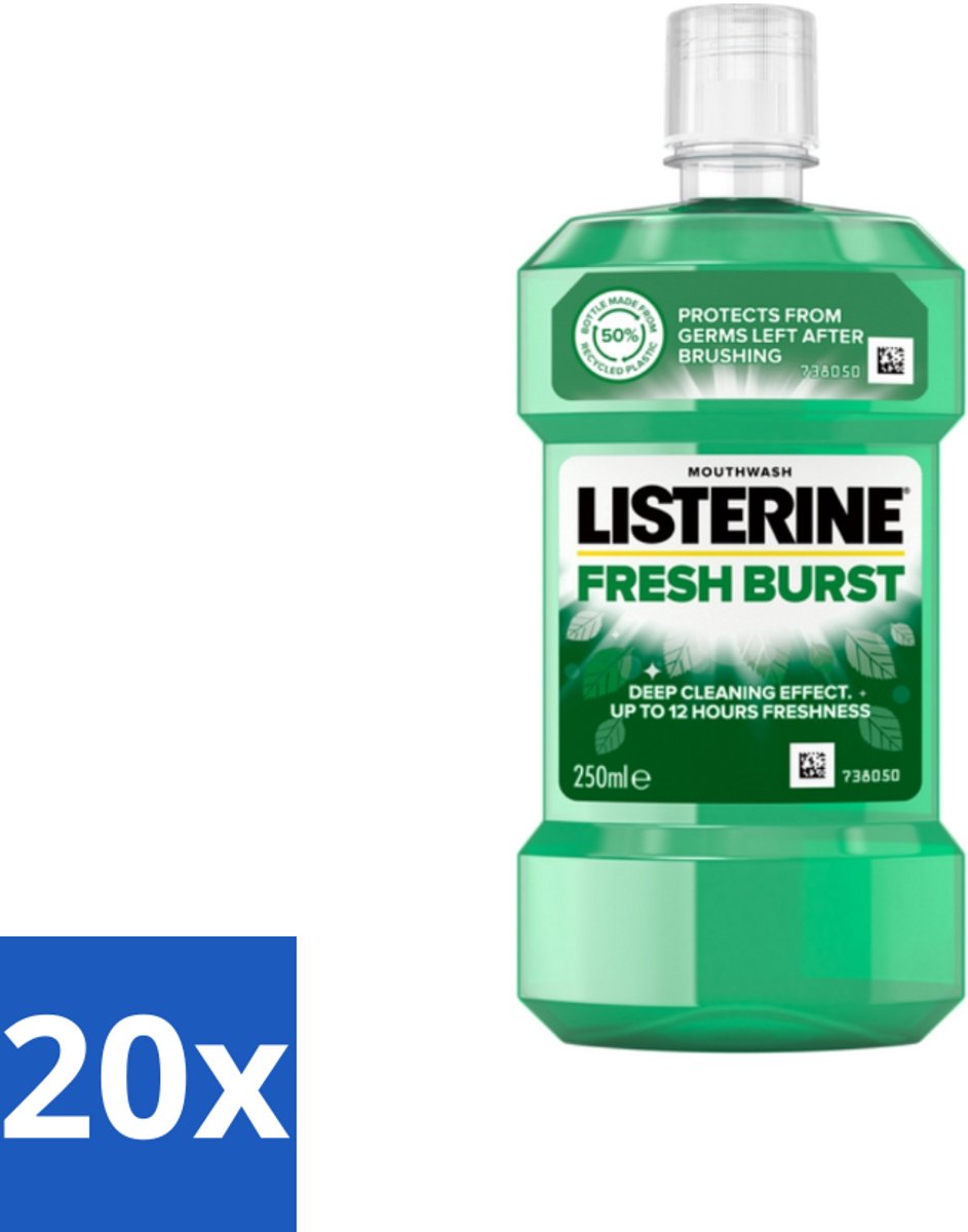 20 x Listerine - Mondwater - Fresh Burst - 250 ml - Mondwater - Mondspoeling - Antibacterieel Mondwater - Frisse Adem - Tandplak