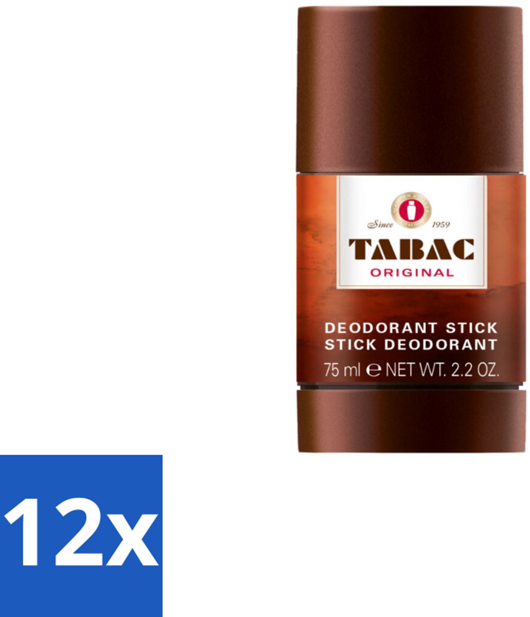 12 x Tabac Original Deodorant Stick 75 ml - Deodorant Stick - Mannelijke Geur - Zweetbescherming - Frisheid - Langdurige Bescherming