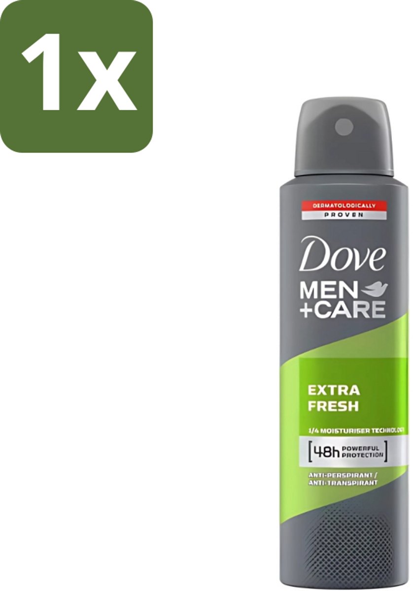 1 x Dove - Deodorant - Extra Fresh for Men - Frisse geur en bescherming - 150 ml - Deodorant Spray - Mannelijke Deodorant - Frisse Geur - Zweetbescherming - Huidverzorging