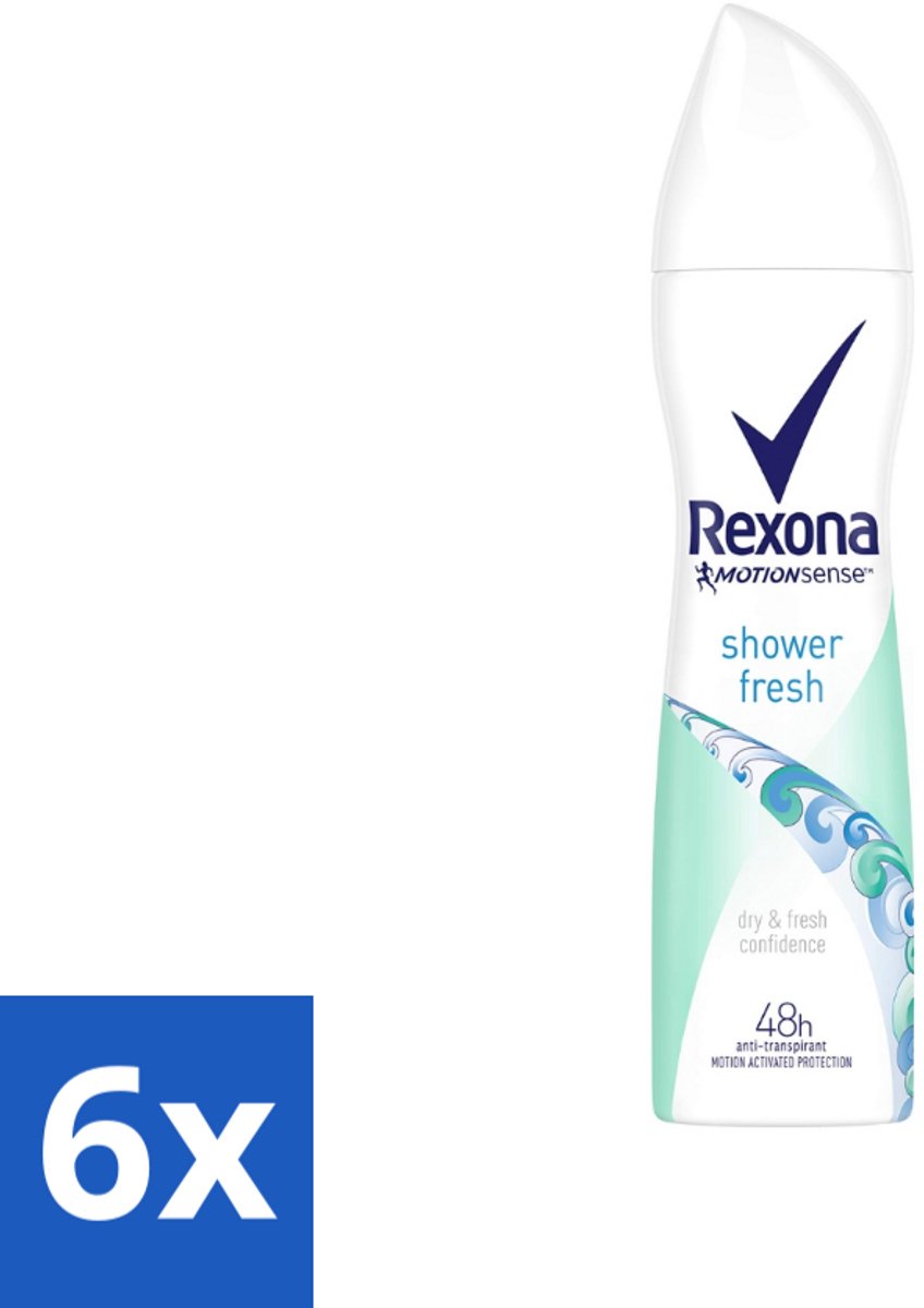 6 x Rexona - Shower Fresh - Deodorant Spray - Anti-transpirant - 150 ml - Rexona Shower Fresh - Deodorant Spray - Anti-transpirant - 48 Uur Bescherming - MotionSense™