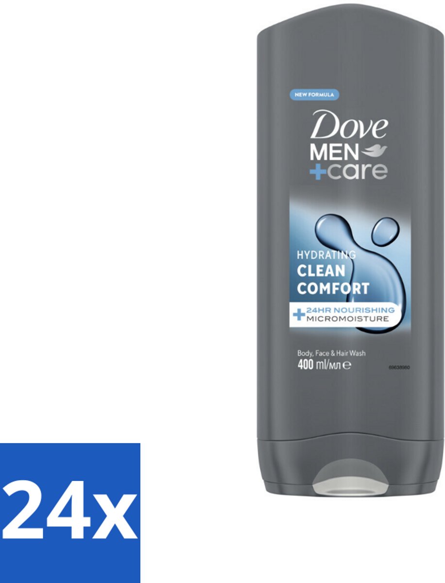 24 x Dove Douchegel Men+ Care Clean Comfort 400 ml - Douchegel - Mannelijke Geur - Energie - Verfrissend - Reiniging