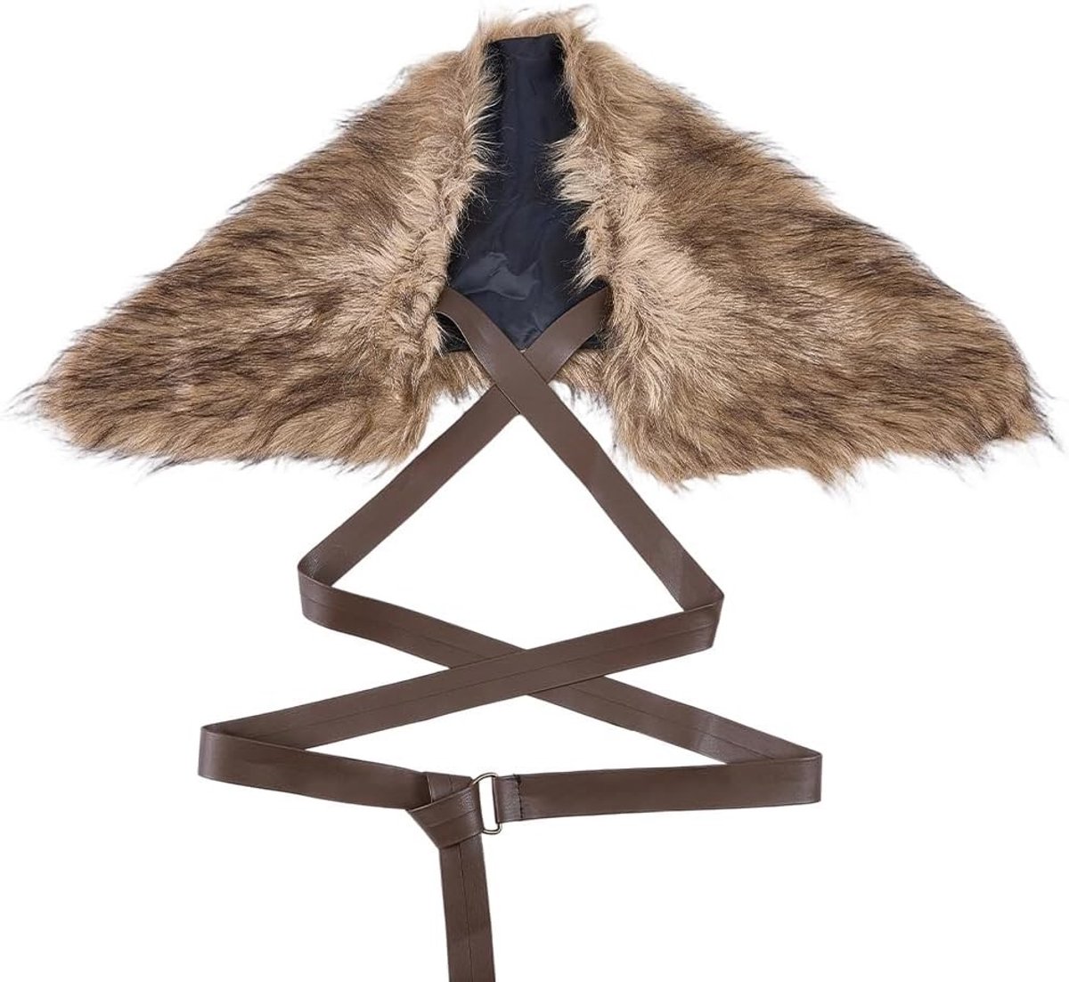 Faux Kameelvacht Viking Cape - Middeleeuwse Faux Wol Mantel met Kraag voor Strijders Kostuum en Feestjes