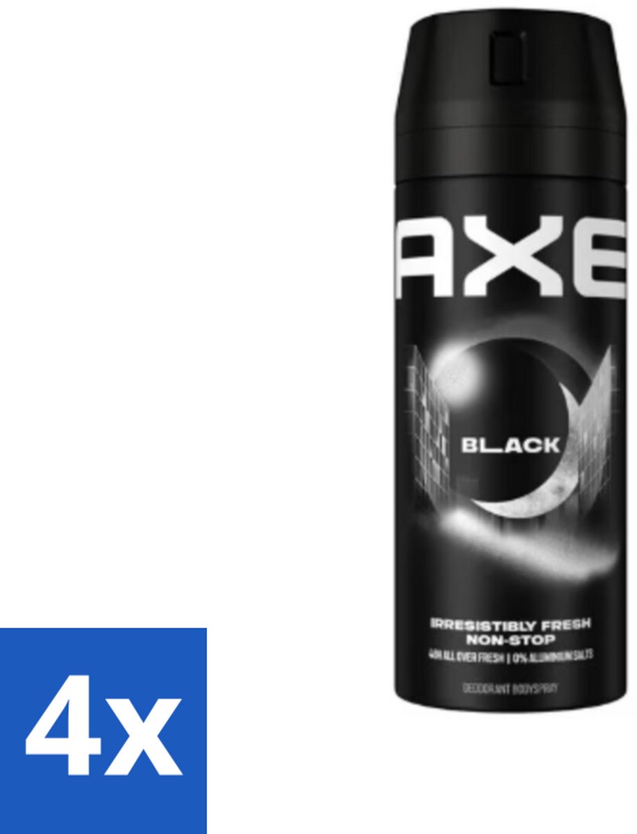 4 x Axe - Deodorant Bodyspray - 48hrs Fresh - Black - Frozen Pear & Cedarwoord - 150 ml - Axe Deodorant - Deodorant Spray - 48 Uur Bescherming - Bevroren Peer Geur - Cedarwood Geur