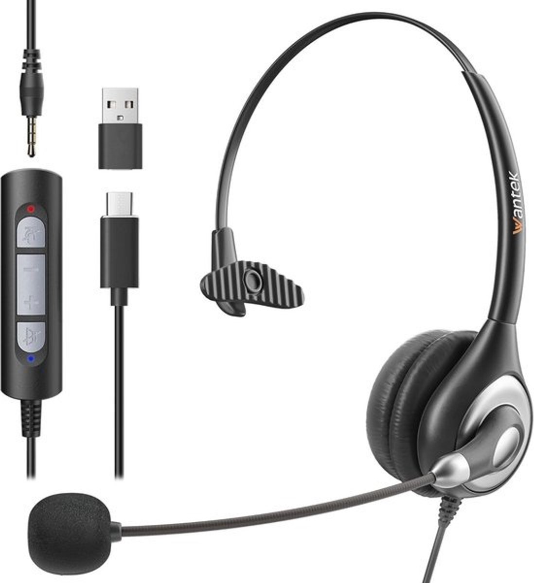 Headset Type-C Mono met microfoon en Noise Cancelling voor Teams en Call Center